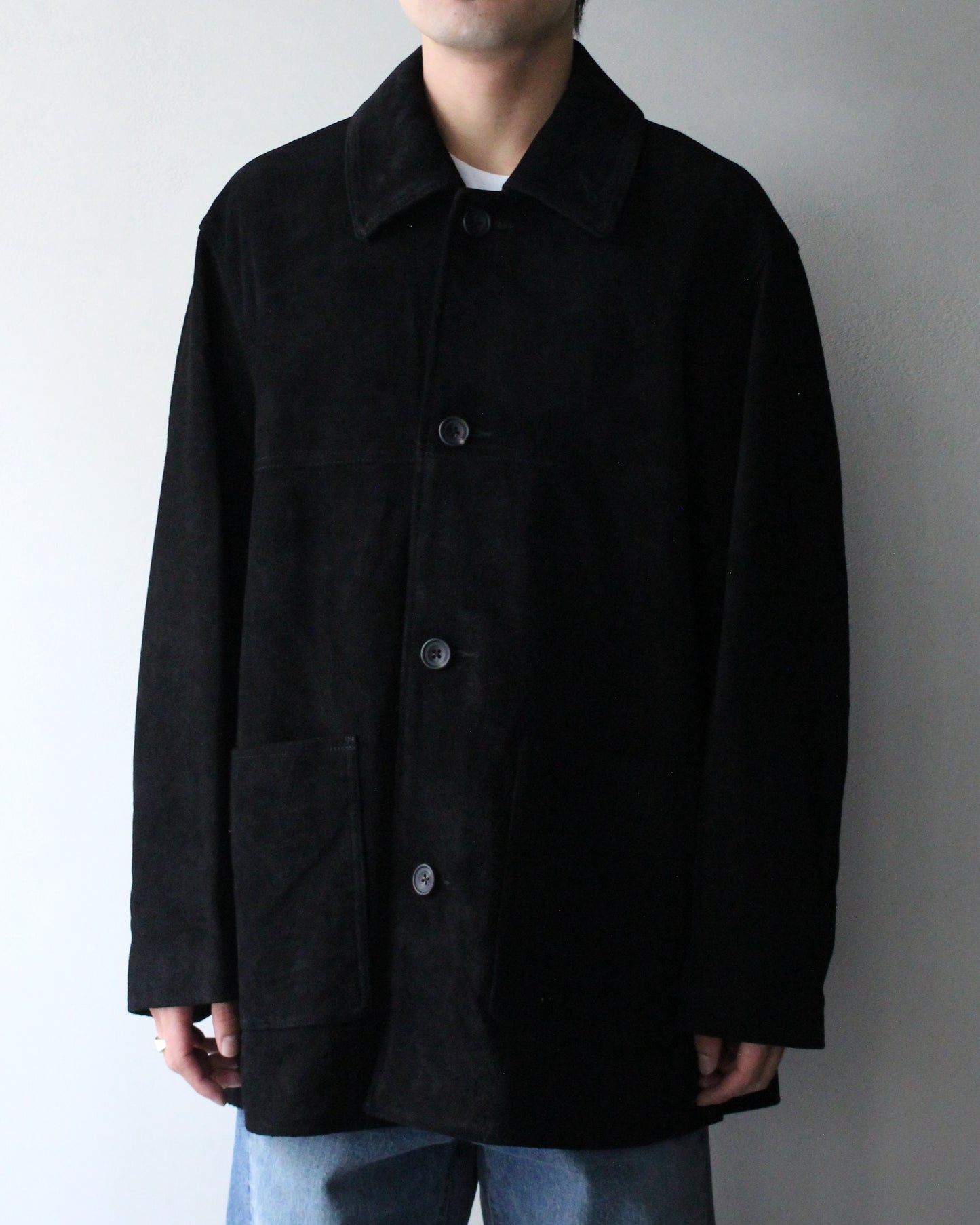 ssstein/COW SUEDE CAR JACKET" BLACK"