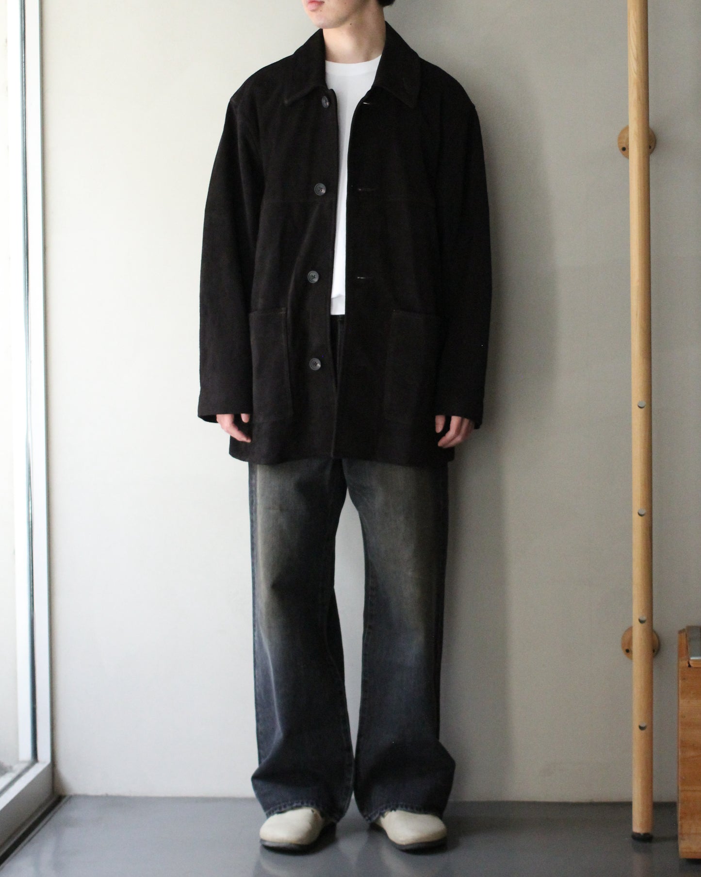 ssstein/COW SUEDE CAR JACKET" DARK BROWN"