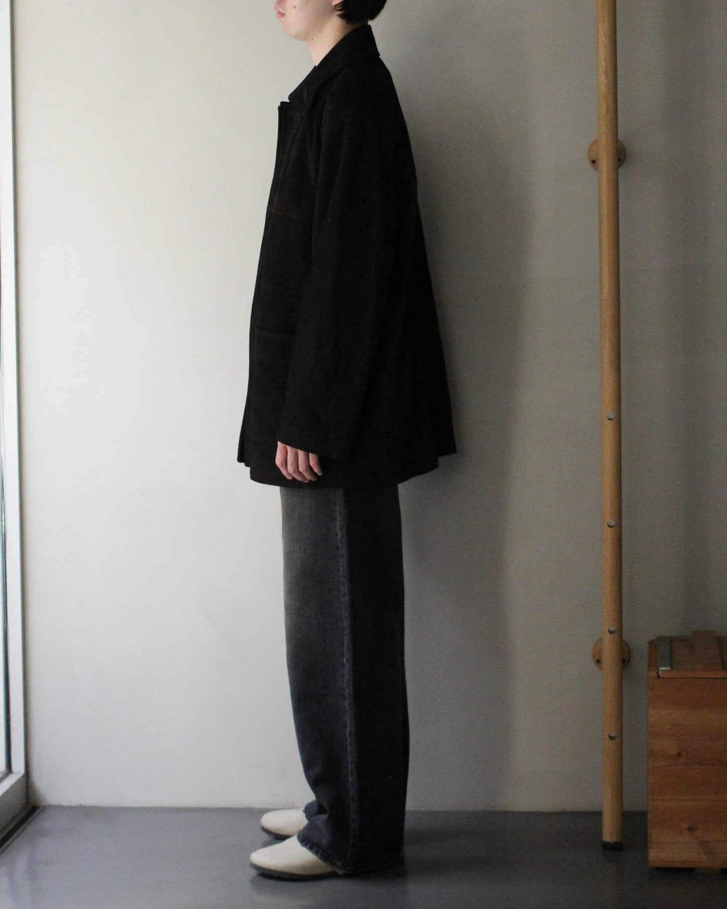 ssstein/COW SUEDE CAR JACKET" DARK BROWN"