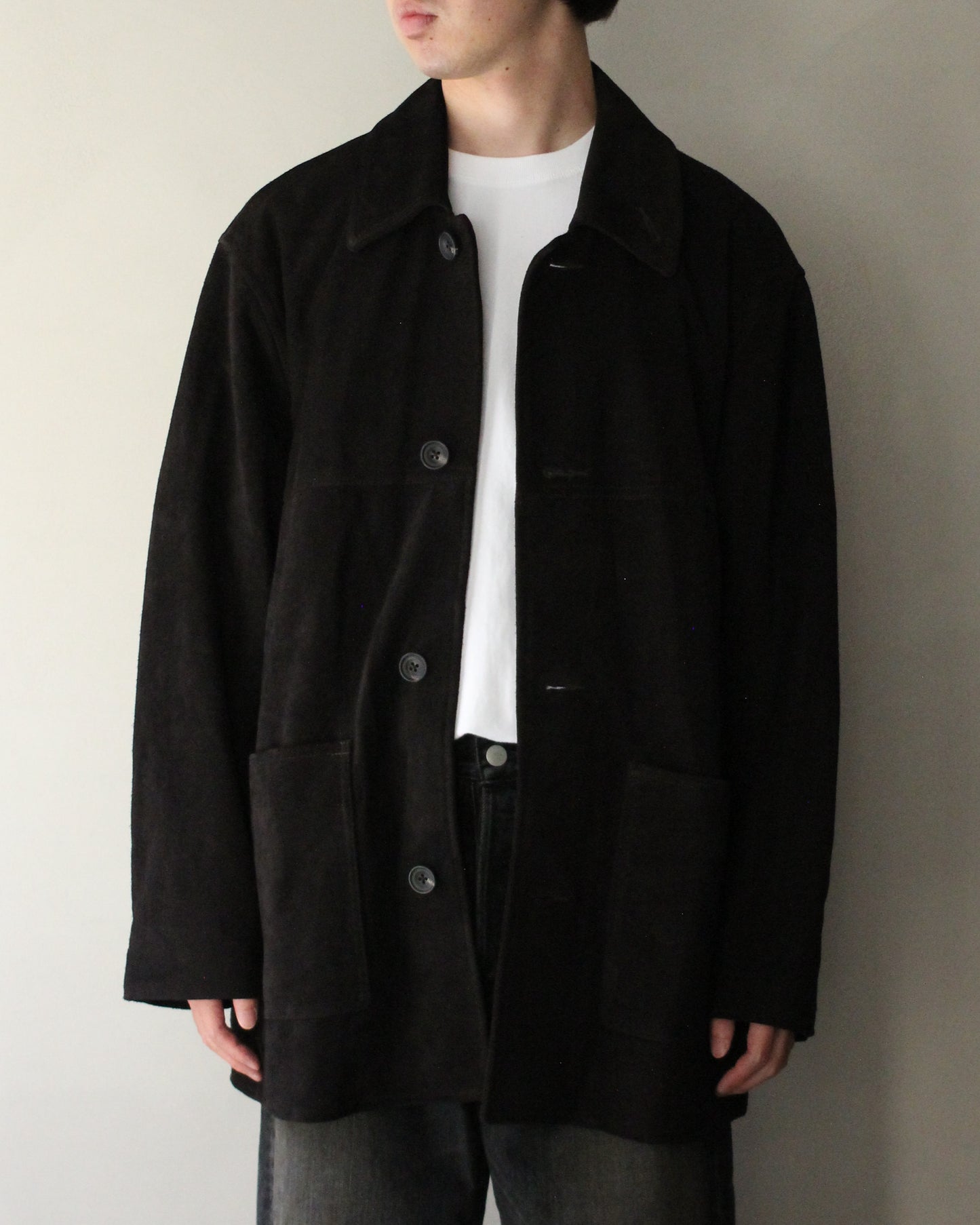ssstein/COW SUEDE CAR JACKET" DARK BROWN"