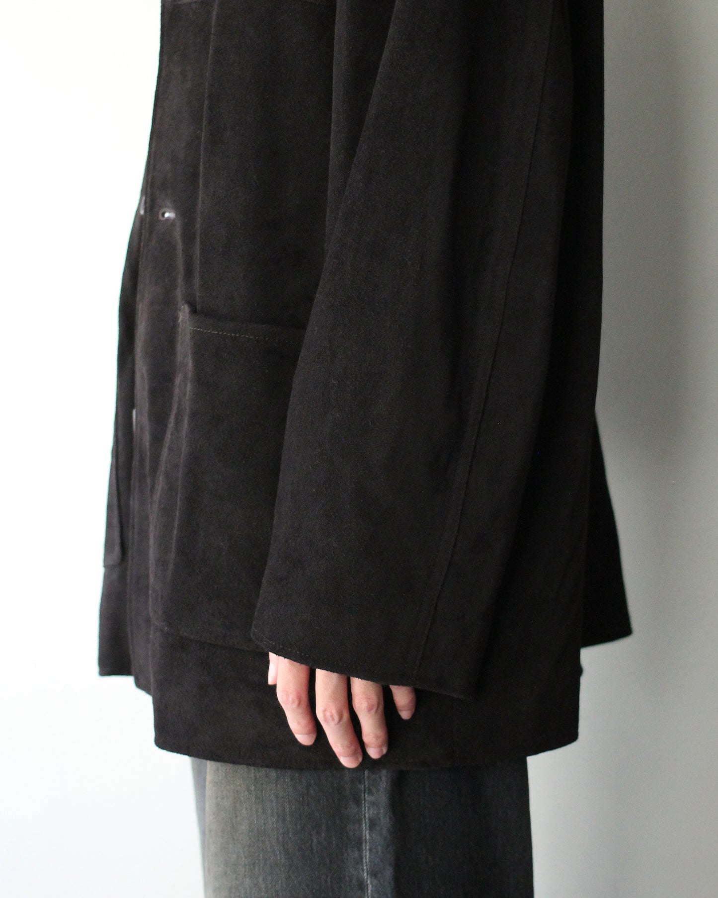 ssstein/COW SUEDE CAR JACKET" DARK BROWN"