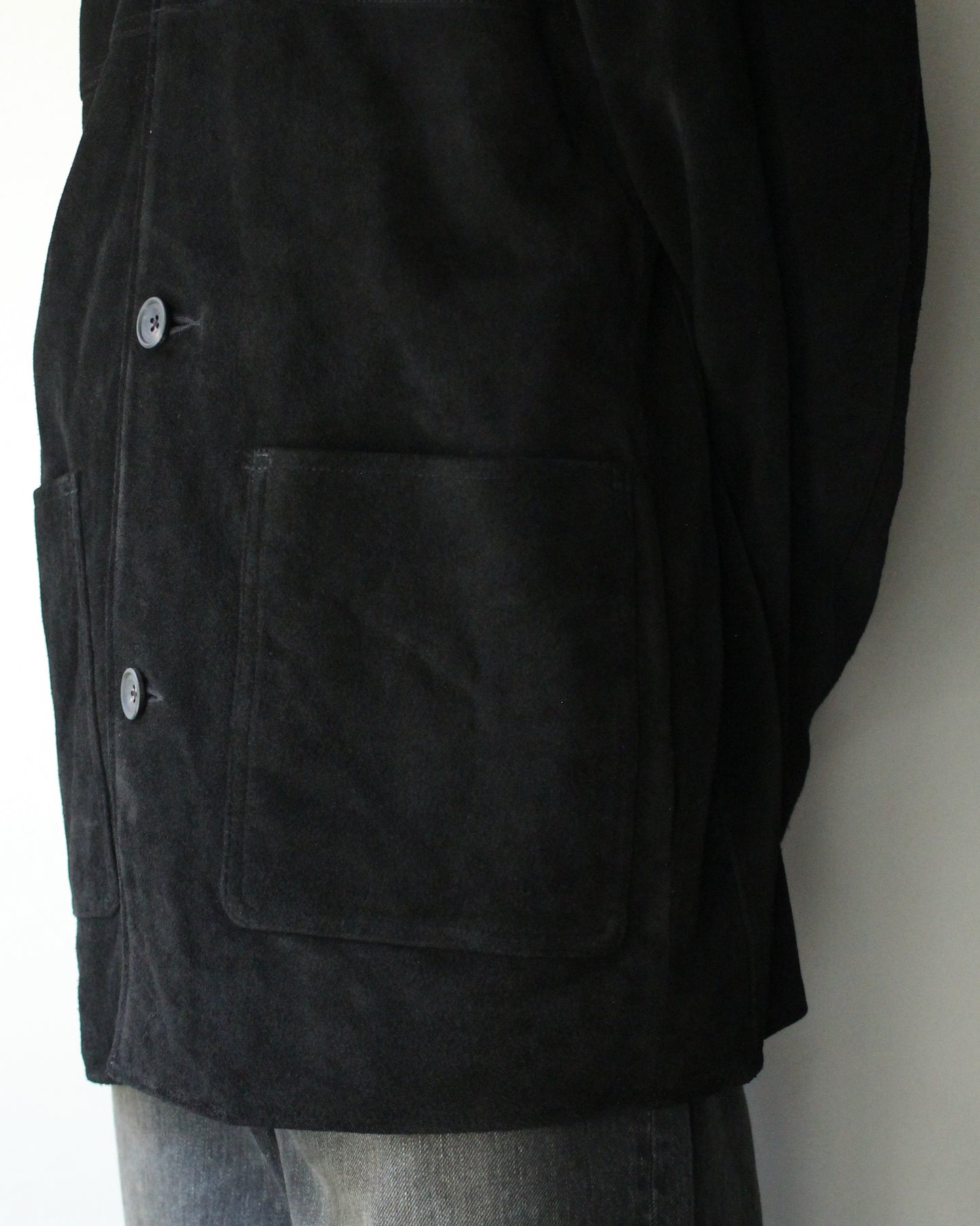 ssstein/COW SUEDE CAR JACKET" BLACK"