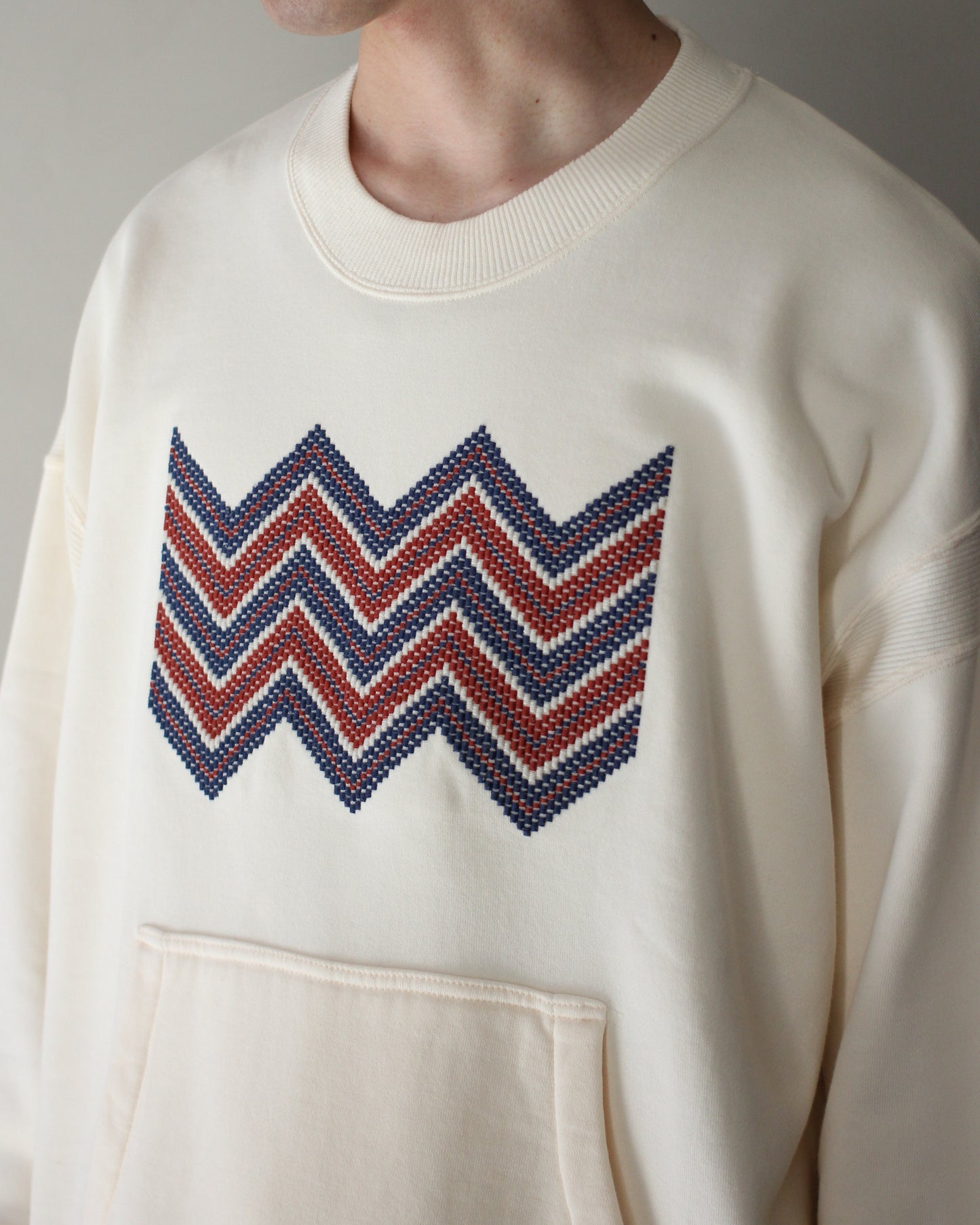 MATSUFUJI/BEADS EMBROIDERY SWEAT SHIRT "OFF"
