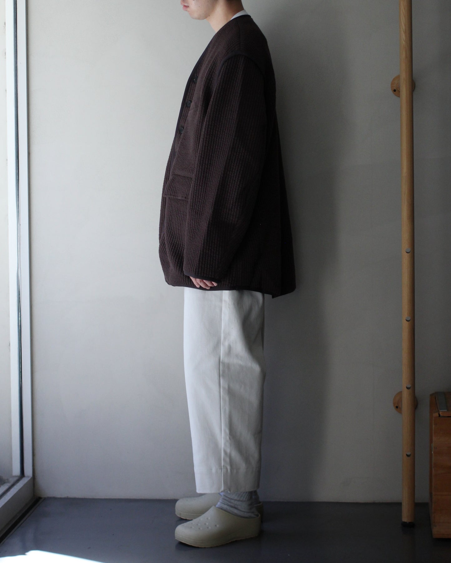 MATSUFUJI/STRIPE JACQUARD OVER JACKET "BROWN"