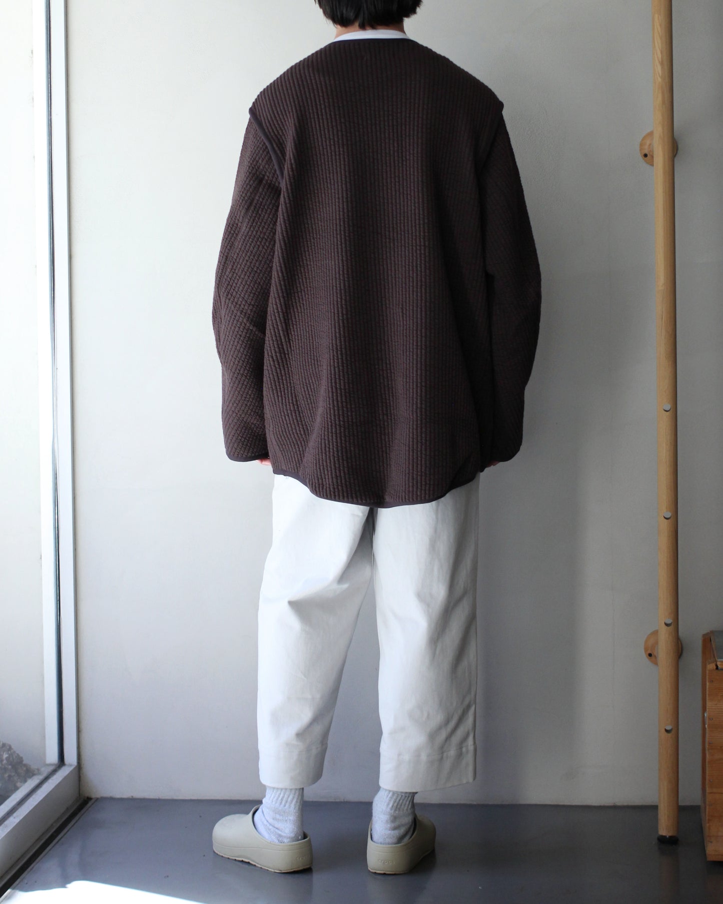 MATSUFUJI/STRIPE JACQUARD OVER JACKET "BROWN"