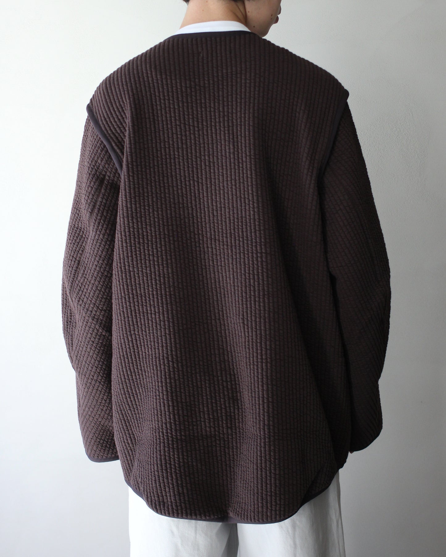 MATSUFUJI/STRIPE JACQUARD OVER JACKET "BROWN"