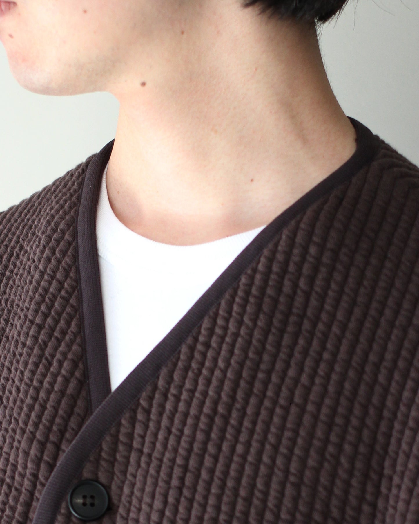 MATSUFUJI/STRIPE JACQUARD OVER JACKET "BROWN"