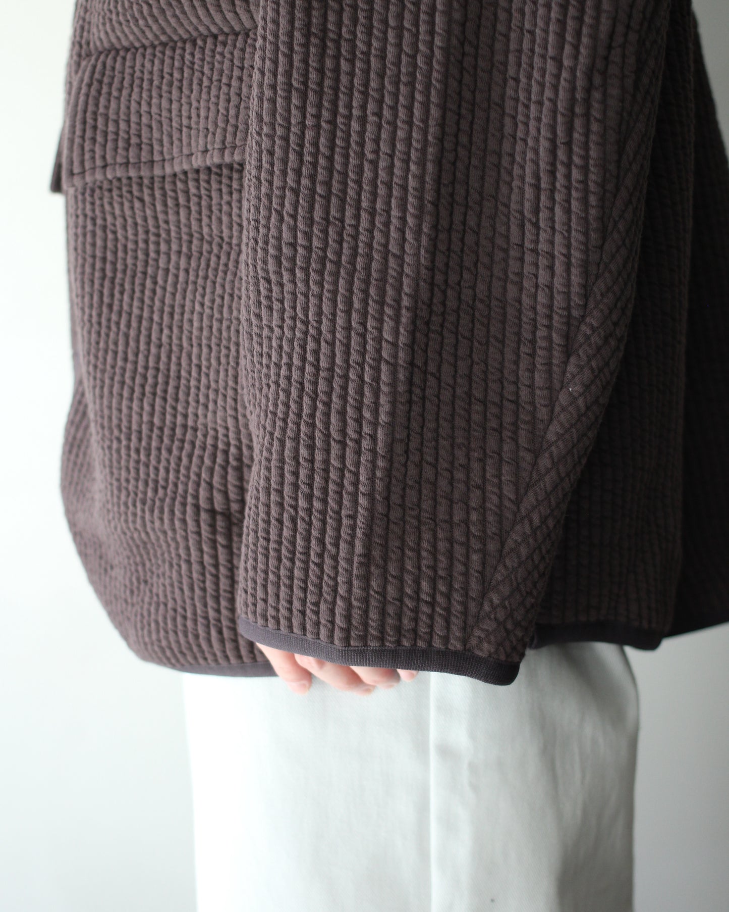 MATSUFUJI/STRIPE JACQUARD OVER JACKET "BROWN"