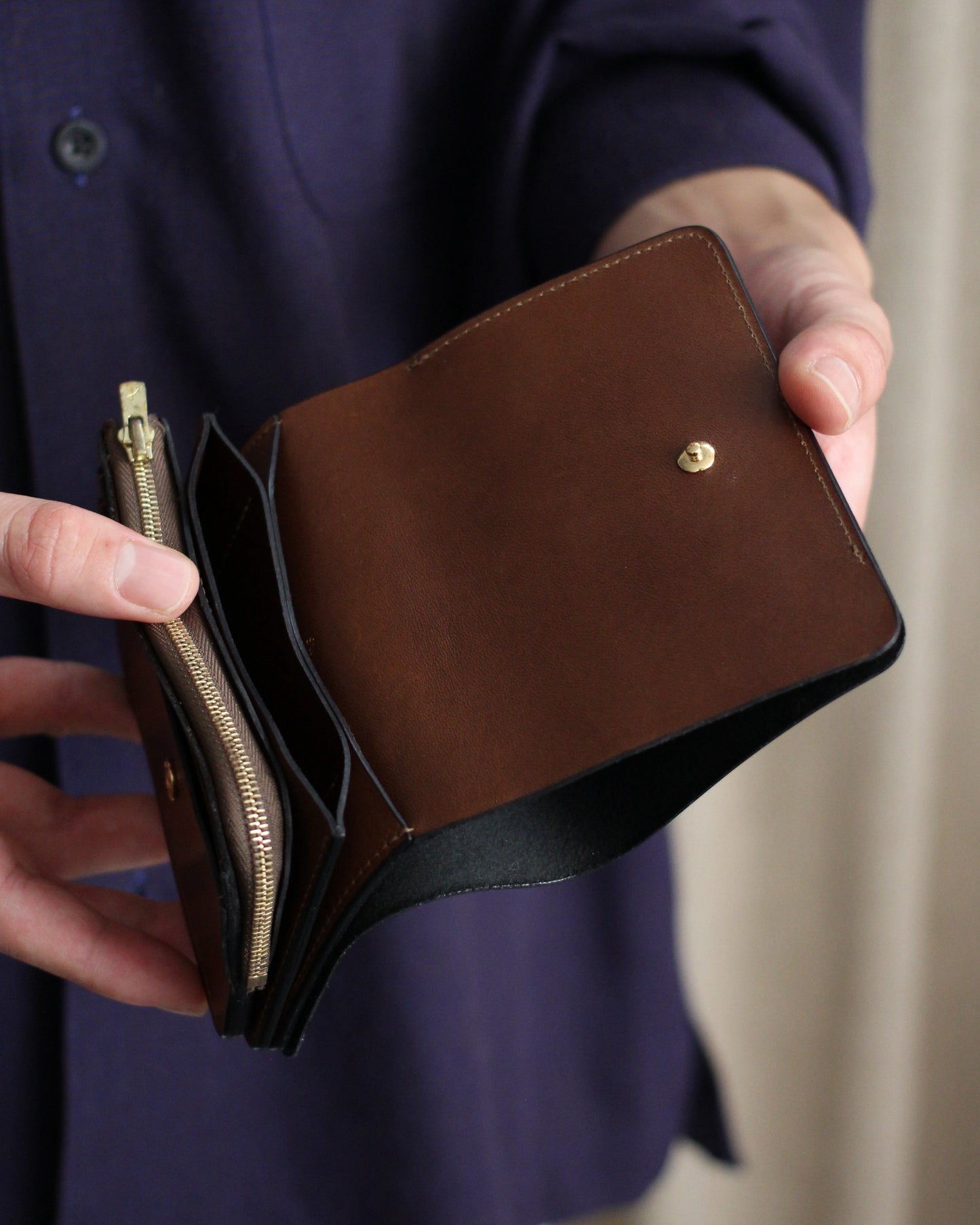 forme/Short wallet ILCEA×DOUBLE "Black×Brown"