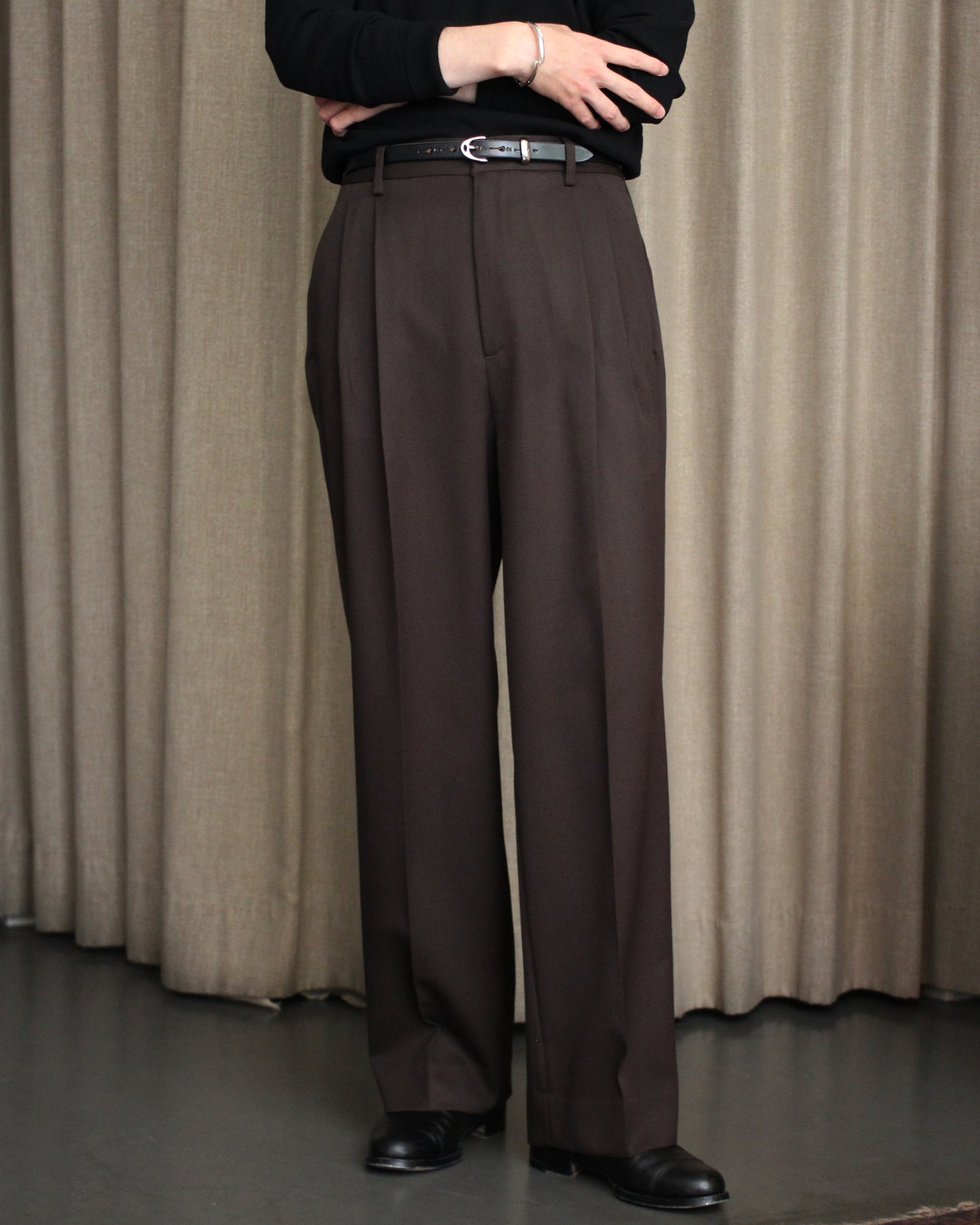 HERALDIC BELTS / 3/4inch IMITATION STIRRUP "BLACK×BURGUNDY THREAD"