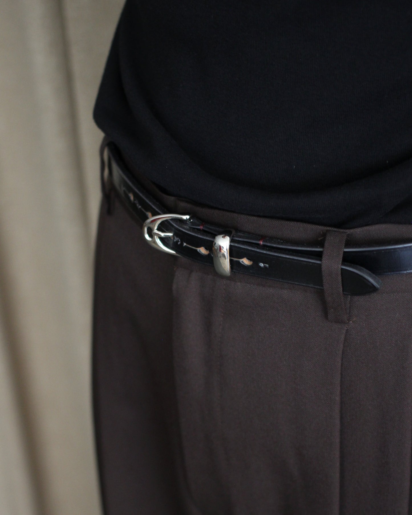 HERALDIC BELTS / 3/4inch IMITATION STIRRUP "BLACK×BURGUNDY THREAD"