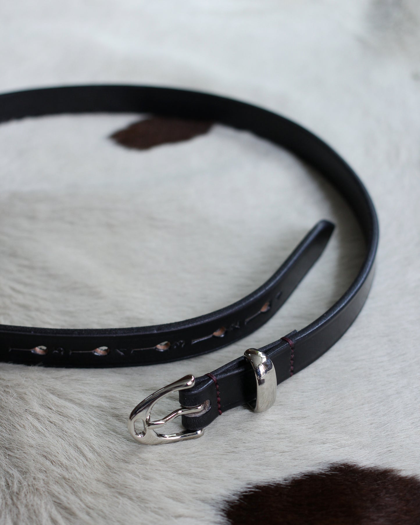 HERALDIC BELTS / 3/4inch IMITATION STIRRUP "BLACK×BURGUNDY THREAD"