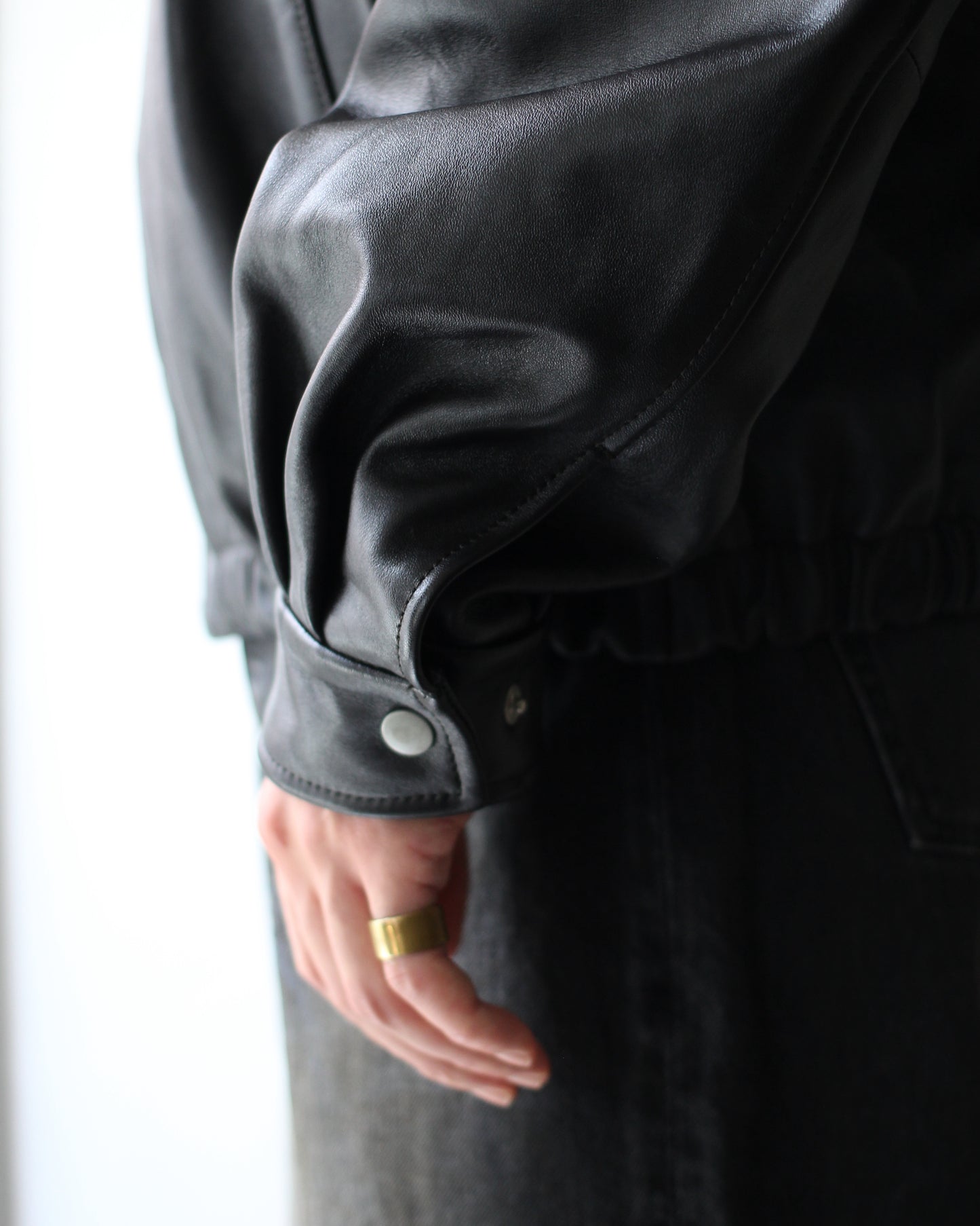ssstein/MOUTON COLLAR SHEEP LEATHER ZIP JACKET "GREY BROWN"