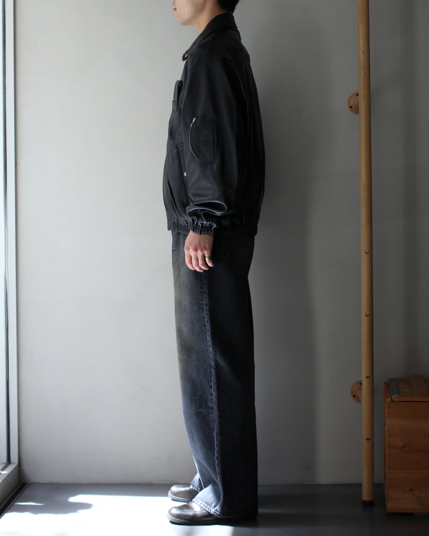 ssstein/SHEEP LEATHER FLIGHT JACKET "BLACK"