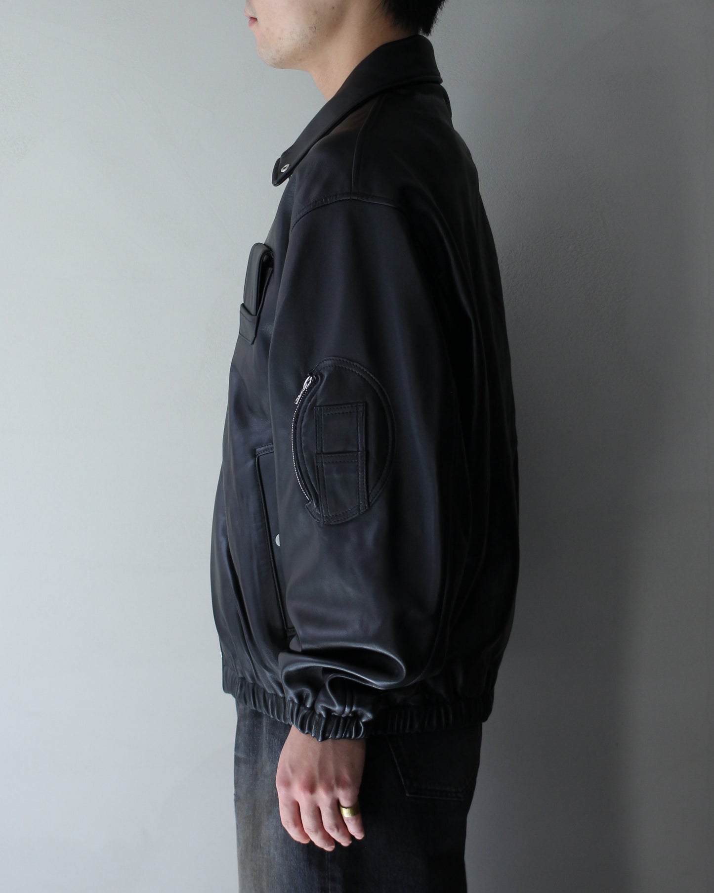 ssstein/SHEEP LEATHER FLIGHT JACKET "BLACK"