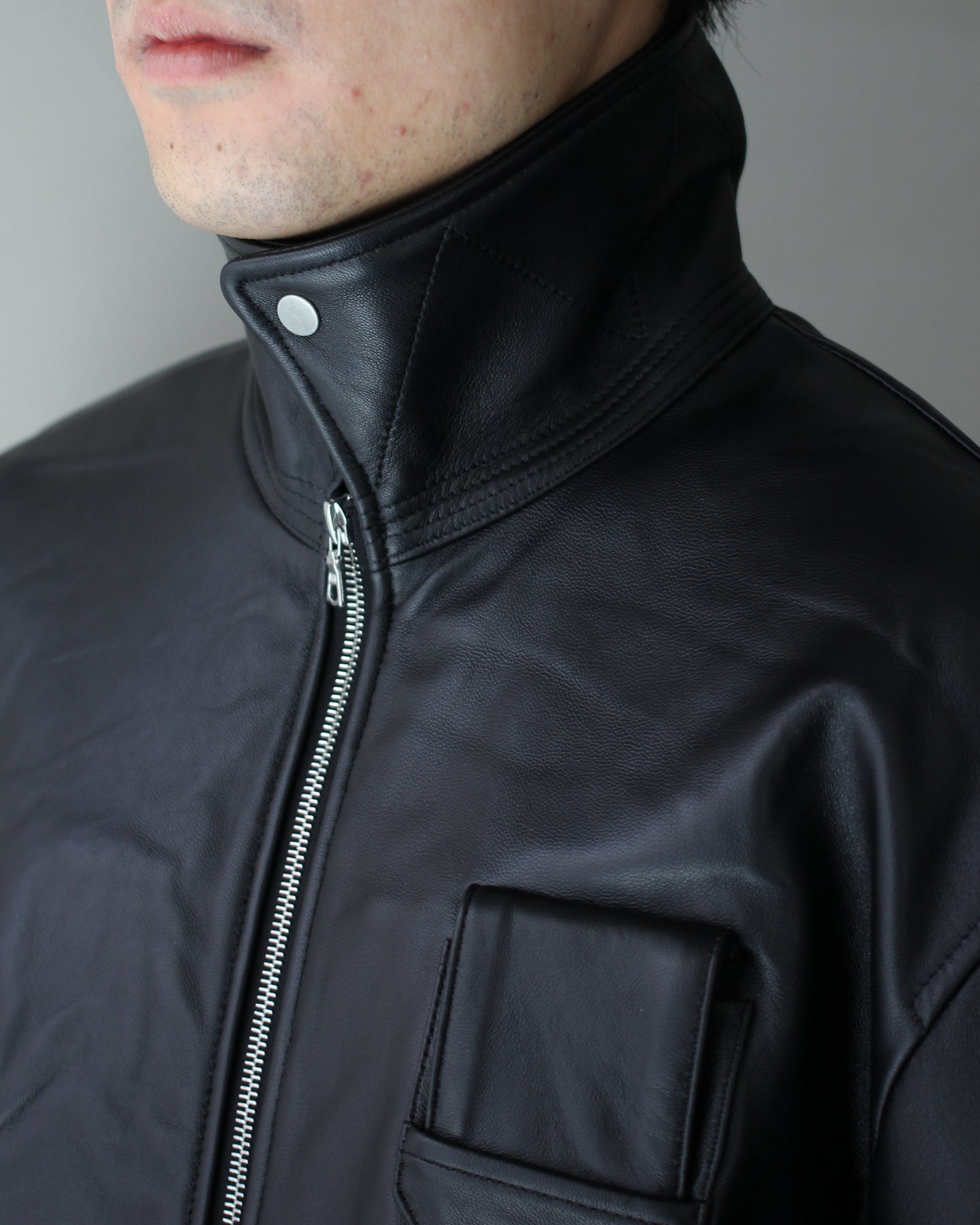 ssstein/SHEEP LEATHER FLIGHT JACKET "BLACK"