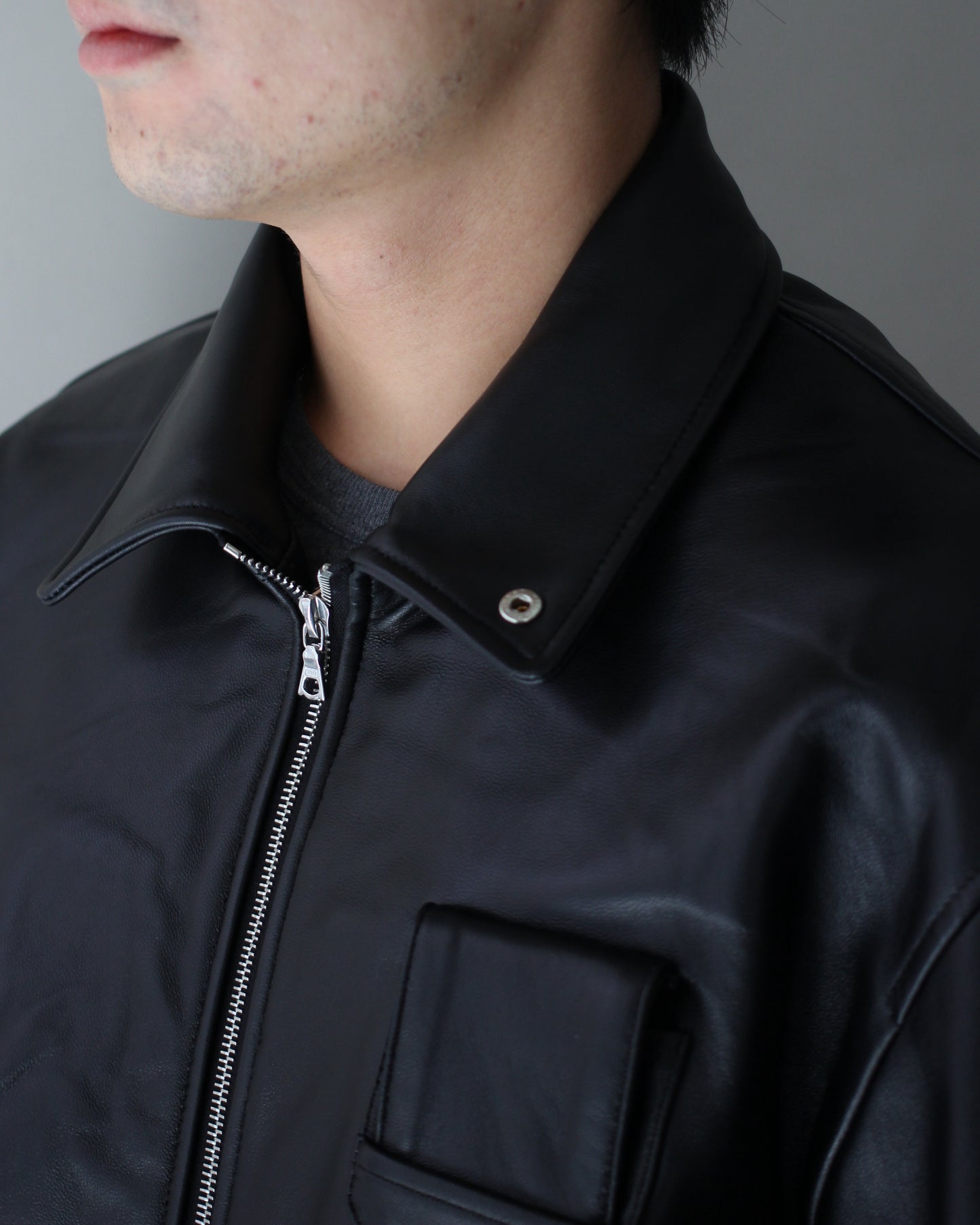 ssstein/SHEEP LEATHER FLIGHT JACKET "BLACK"