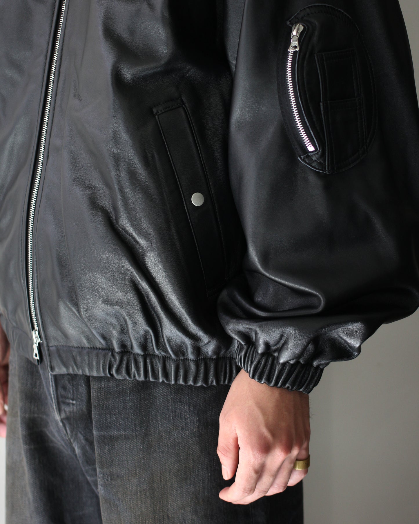 ssstein/SHEEP LEATHER FLIGHT JACKET "BLACK"