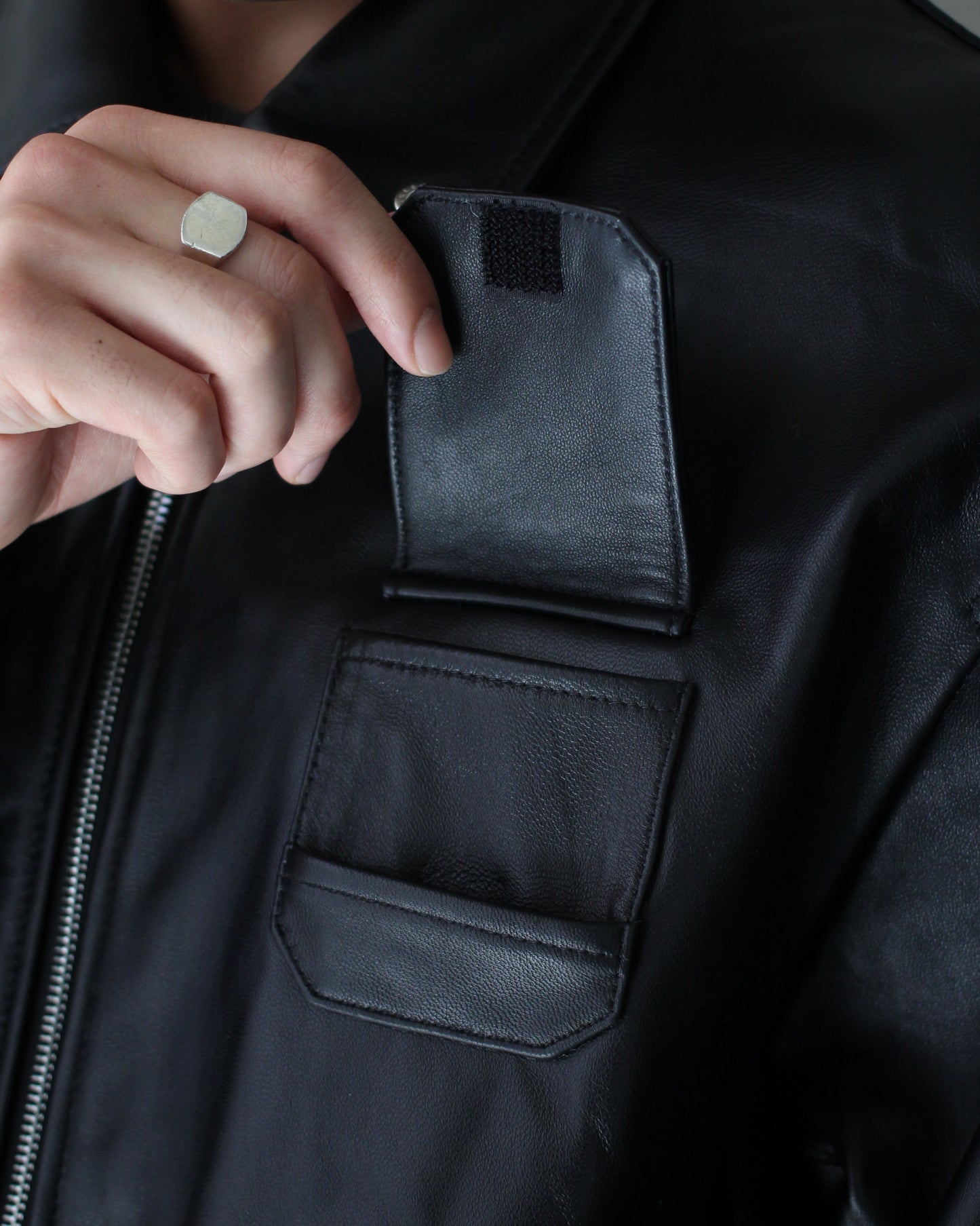 ssstein/SHEEP LEATHER FLIGHT JACKET "BLACK"
