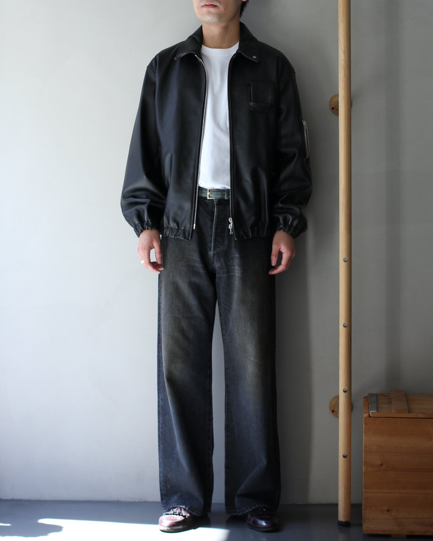 ssstein/SHEEP LEATHER FLIGHT JACKET "DARK BROWN"