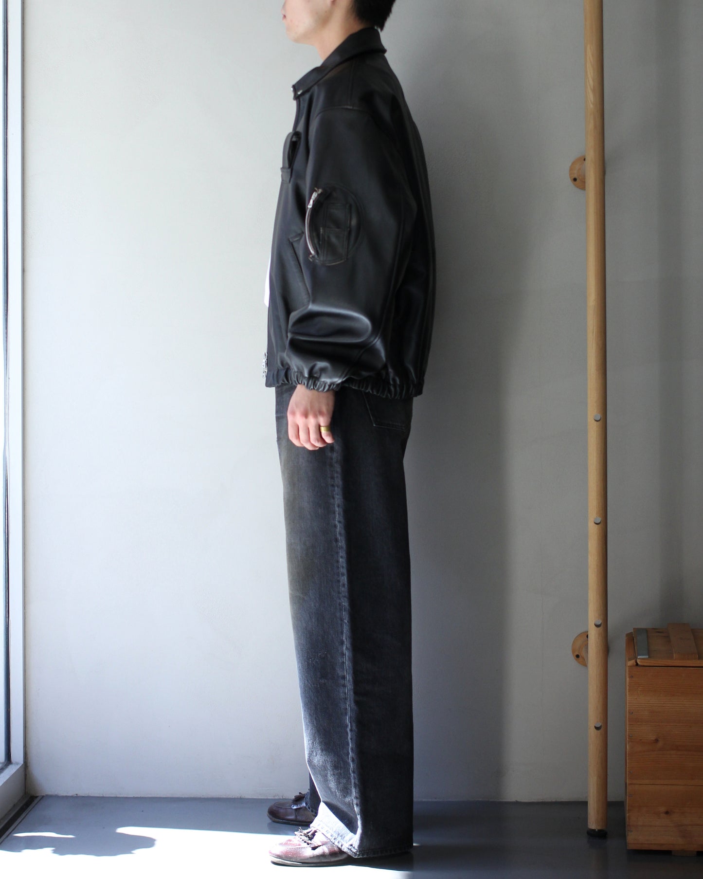 ssstein/SHEEP LEATHER FLIGHT JACKET "DARK BROWN"