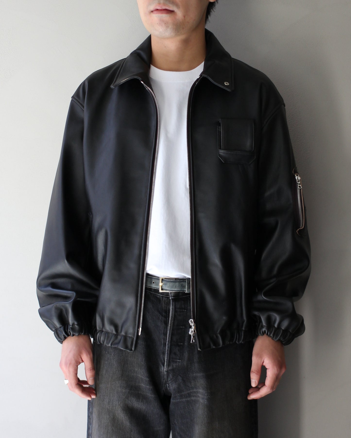 ssstein/SHEEP LEATHER FLIGHT JACKET "DARK BROWN"