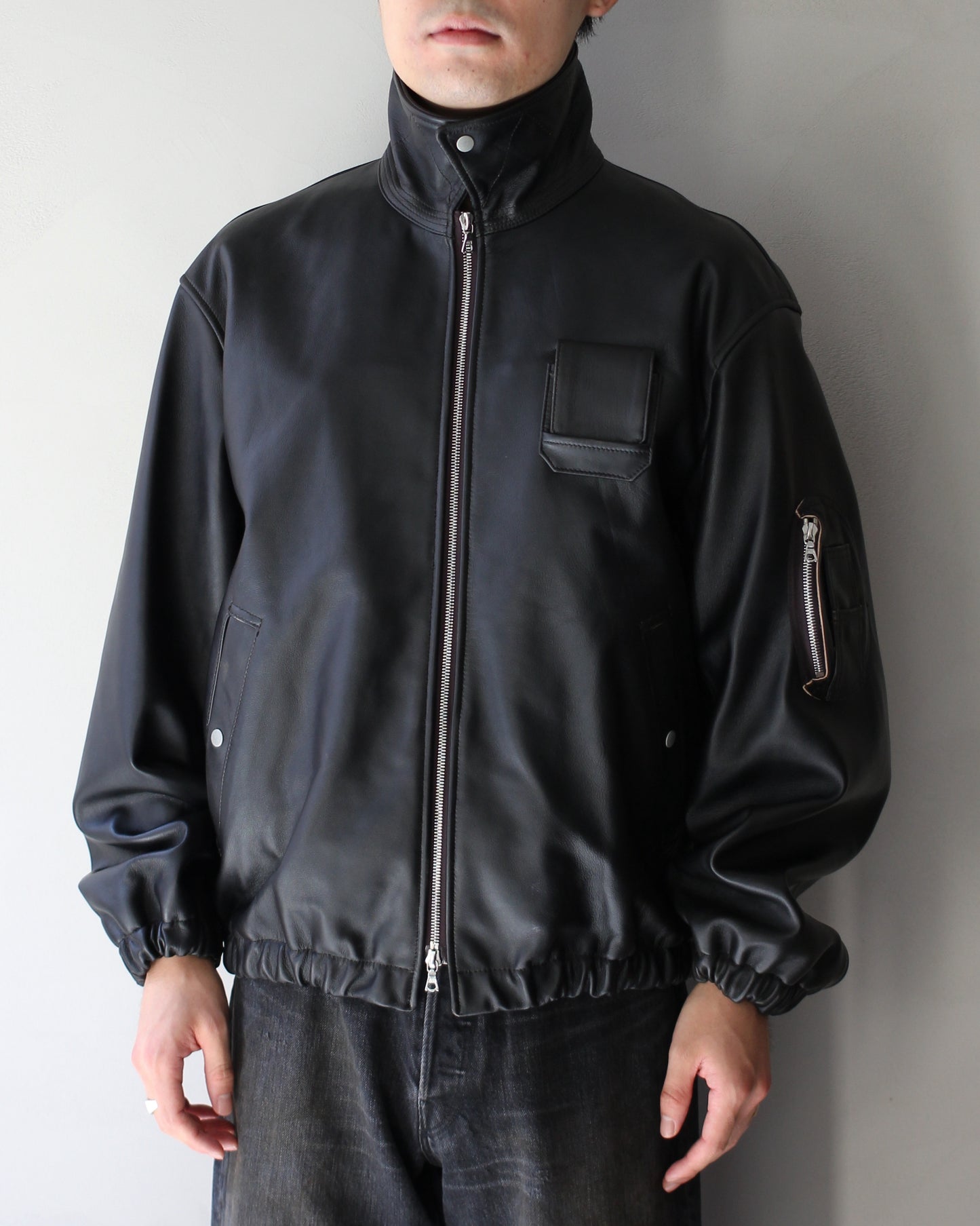 ssstein/SHEEP LEATHER FLIGHT JACKET "DARK BROWN"