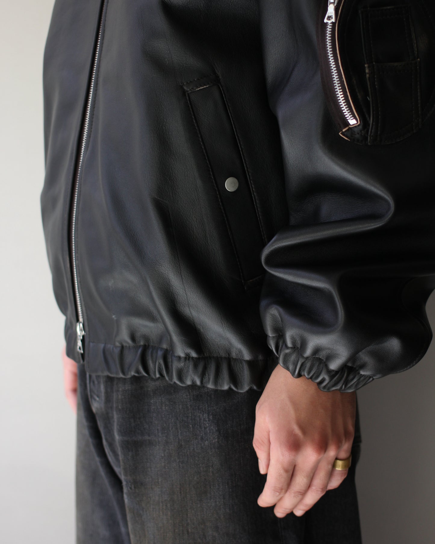 ssstein/SHEEP LEATHER FLIGHT JACKET "DARK BROWN"