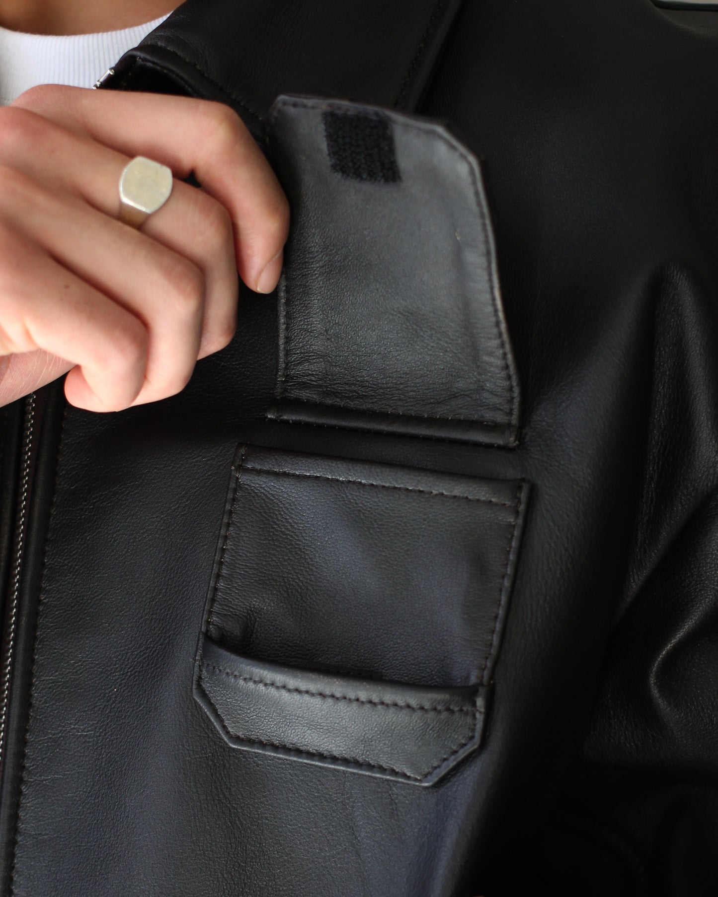 ssstein/SHEEP LEATHER FLIGHT JACKET "DARK BROWN"