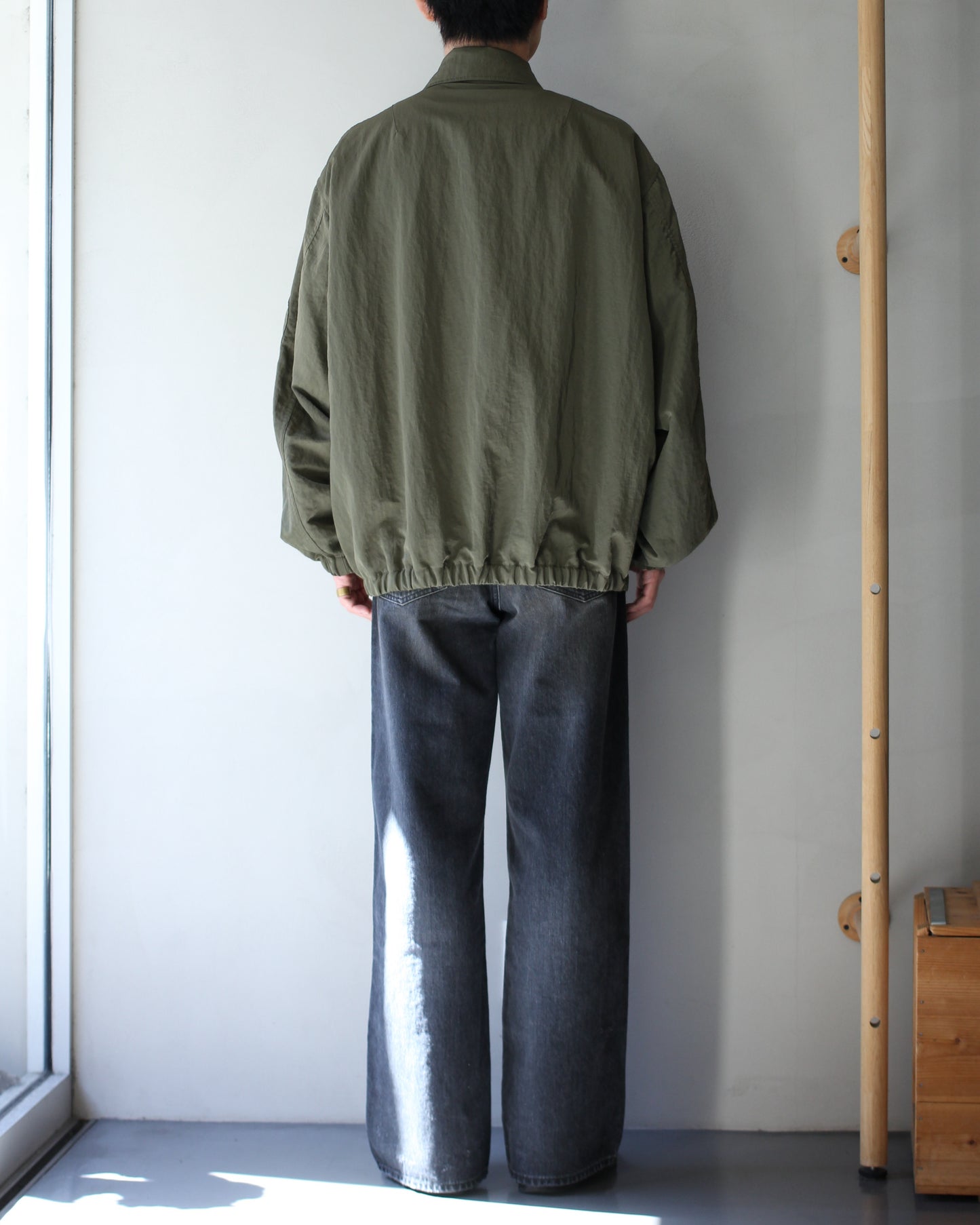 ssstein/BIO WASHED NYLON OVERSIZED FIGHT JACKET "MILITARY KHAKI"