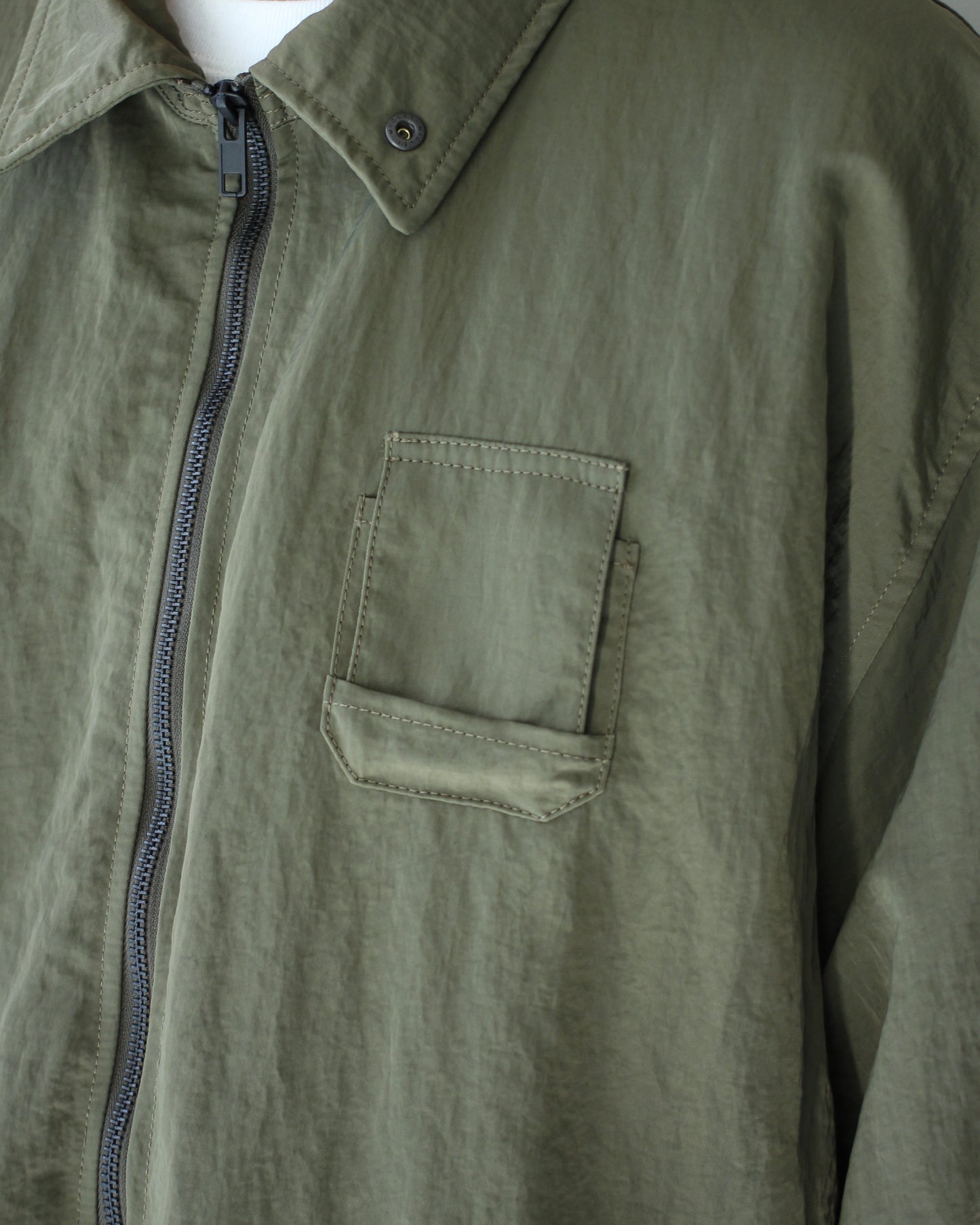 ssstein/BIO WASHED NYLON OVERSIZED FIGHT JACKET "MILITARY KHAKI"