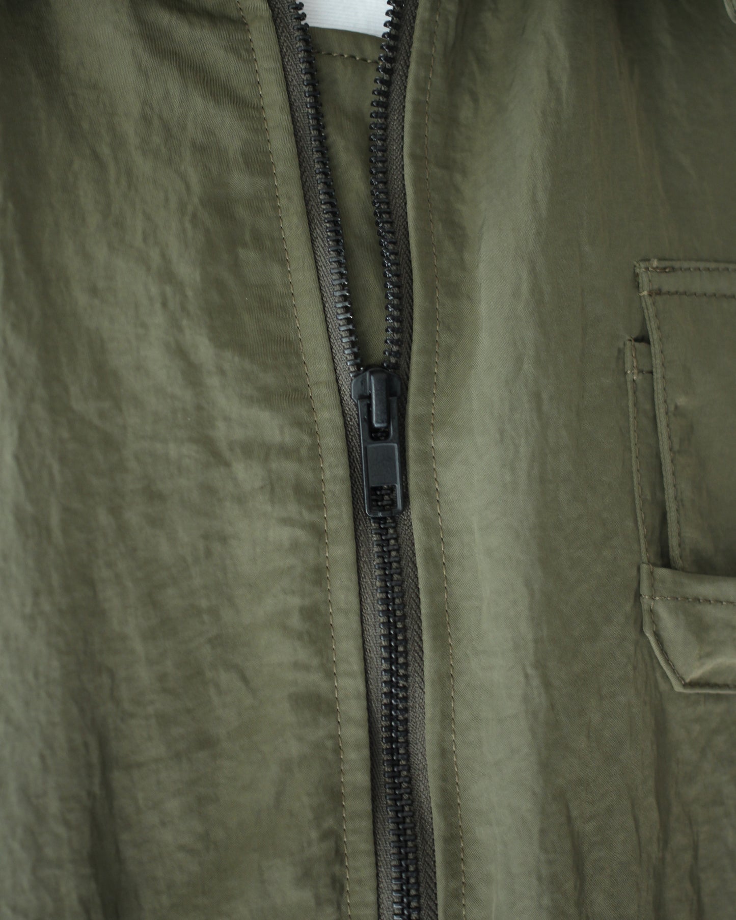 ssstein/BIO WASHED NYLON OVERSIZED FIGHT JACKET "MILITARY KHAKI"