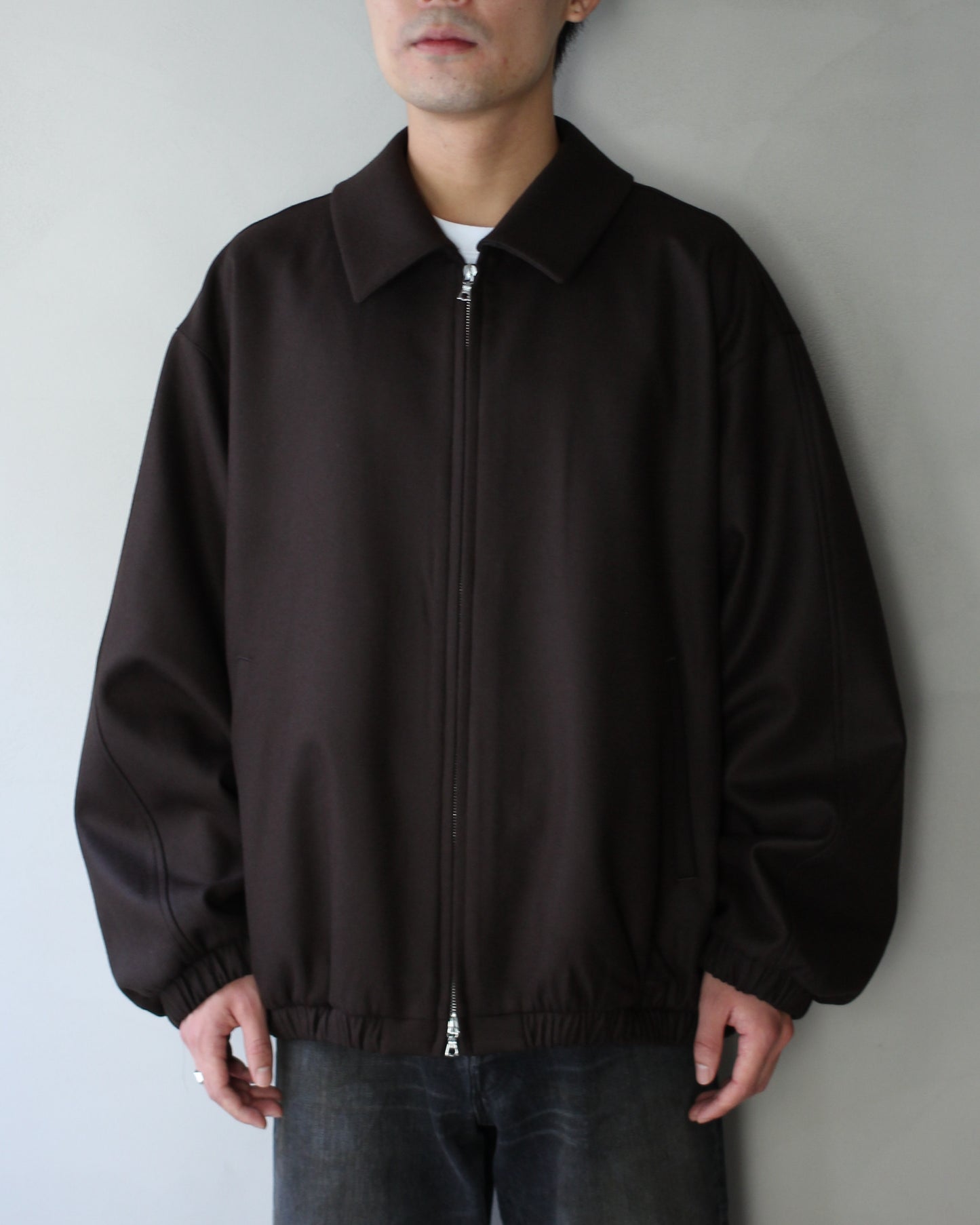 ssstein/MELTON OVERSIZED ZIP JACKET "GREY BROWN"