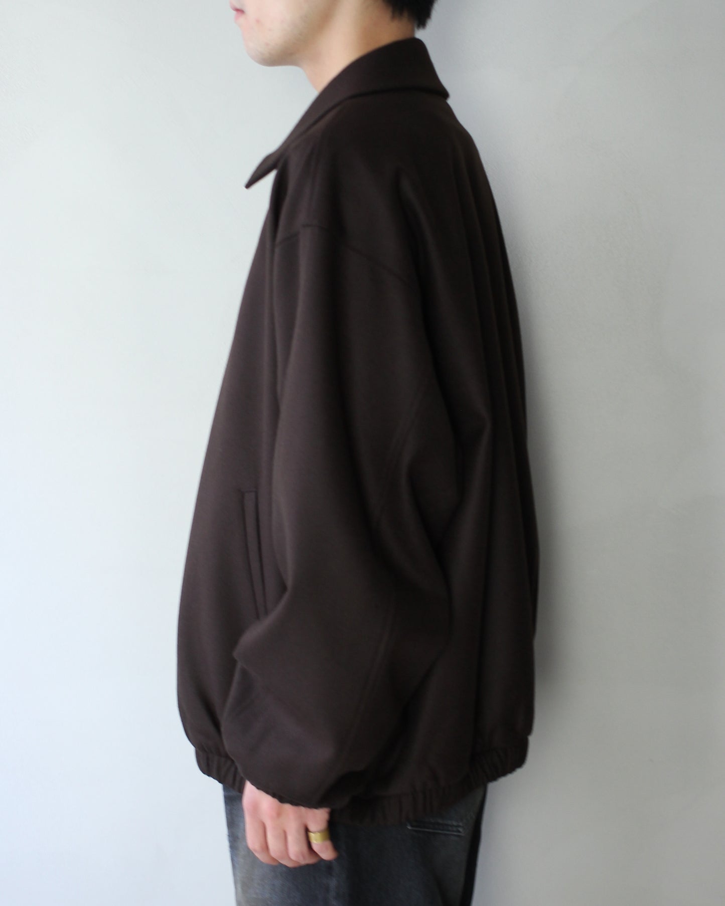 ssstein/MELTON OVERSIZED ZIP JACKET "GREY BROWN"