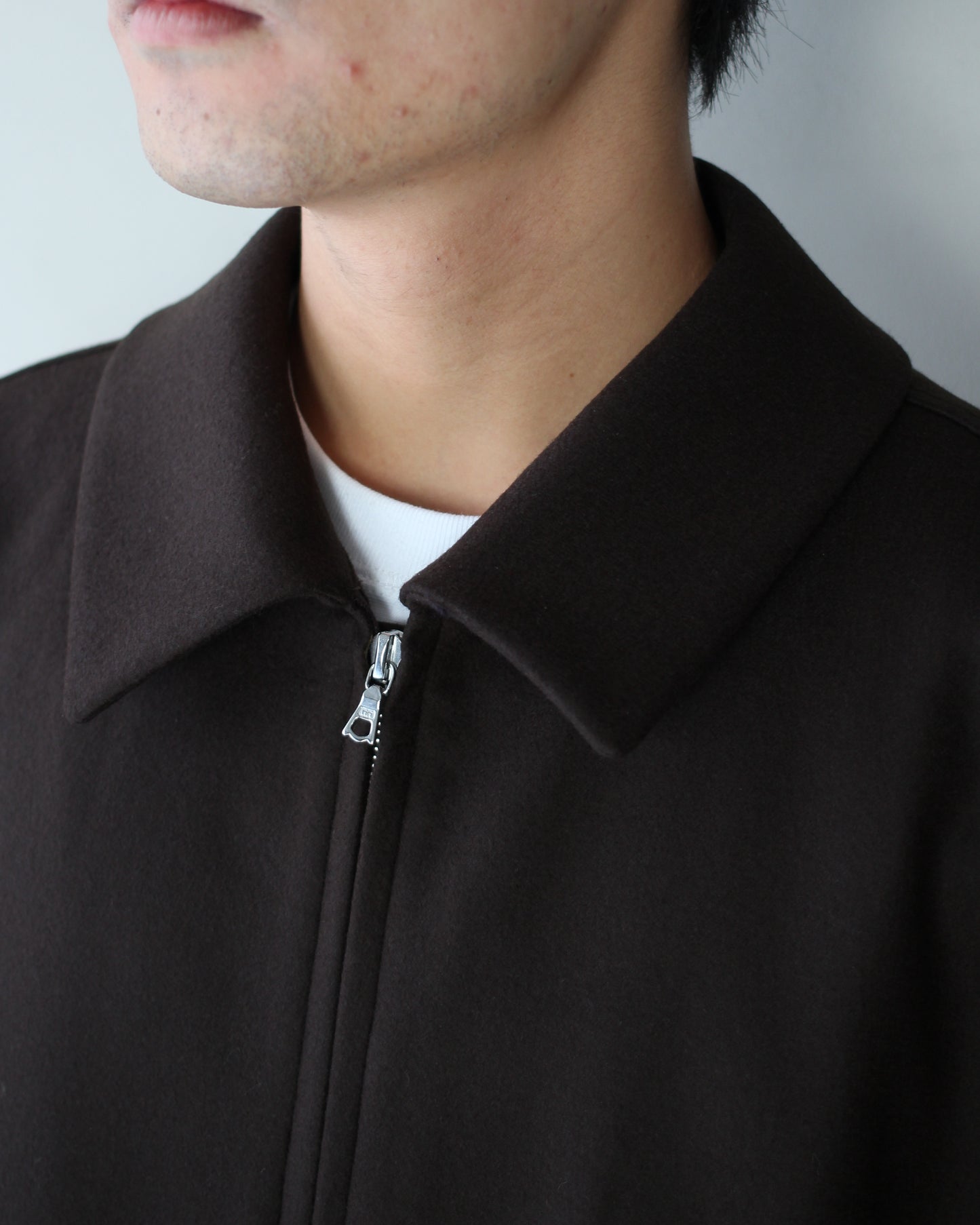 ssstein/MELTON OVERSIZED ZIP JACKET "GREY BROWN"