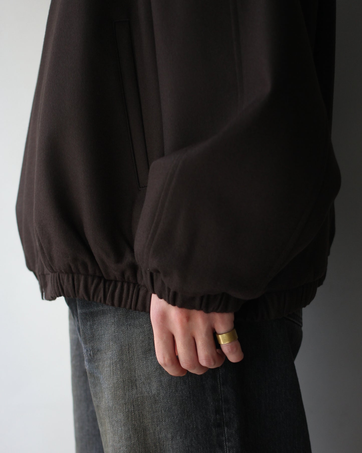 ssstein/MELTON OVERSIZED ZIP JACKET "GREY BROWN"