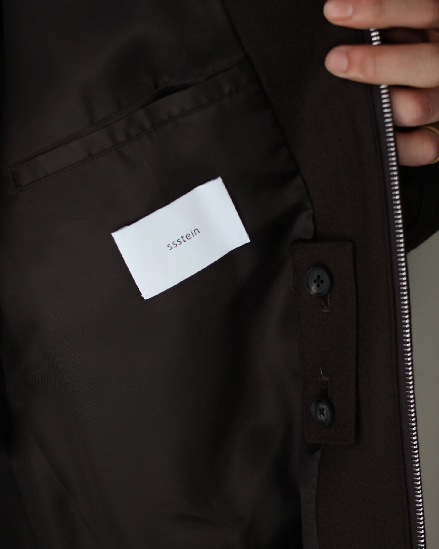 ssstein/MELTON OVERSIZED ZIP JACKET "GREY BROWN"