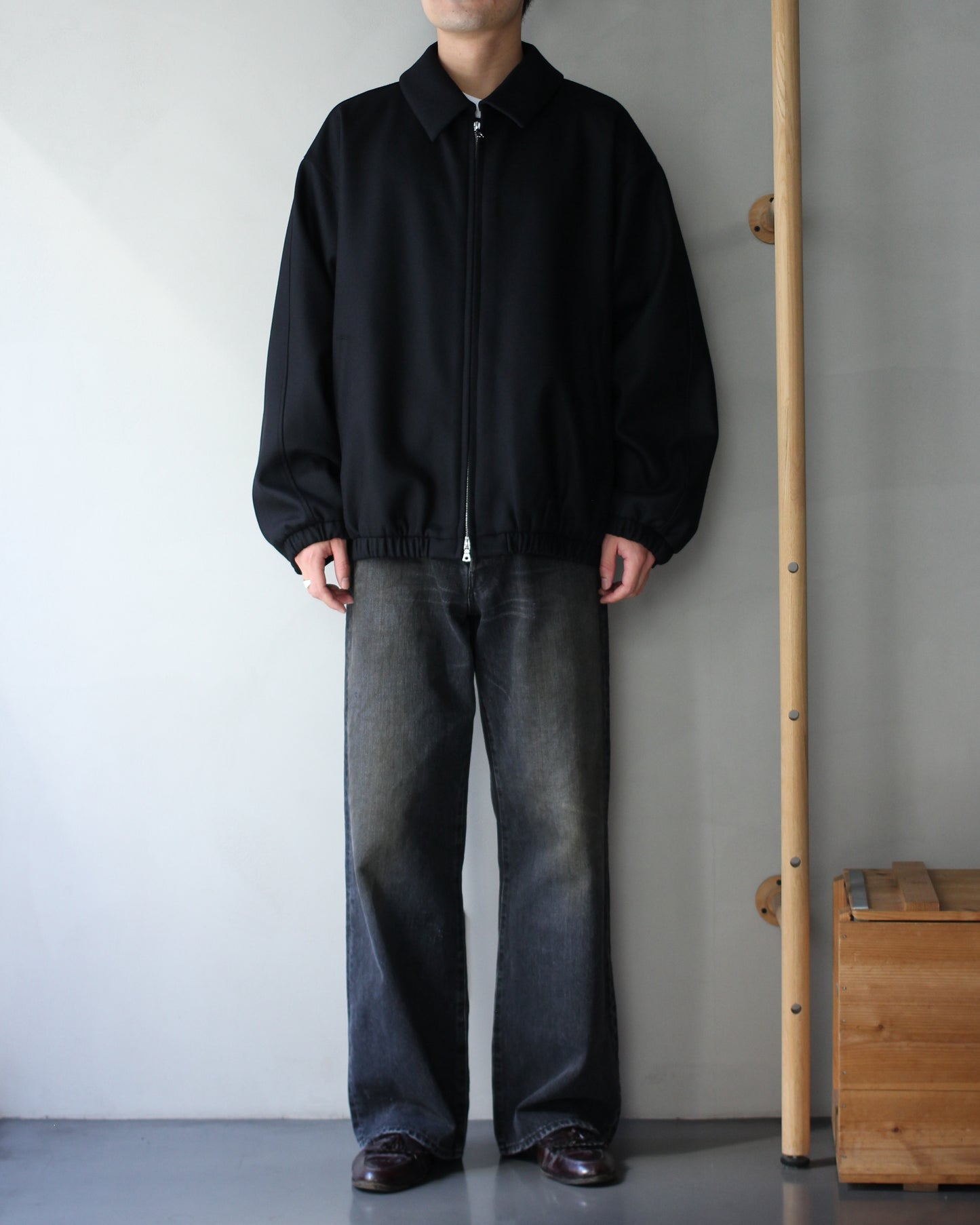 ssstein/MELTON OVERSIZED ZIP JACKET "BLACK"