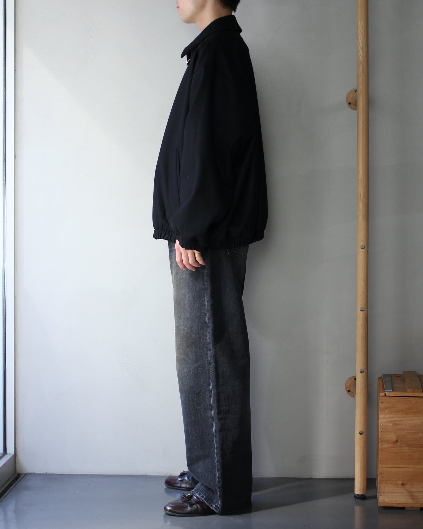 ssstein/MELTON OVERSIZED ZIP JACKET "BLACK"