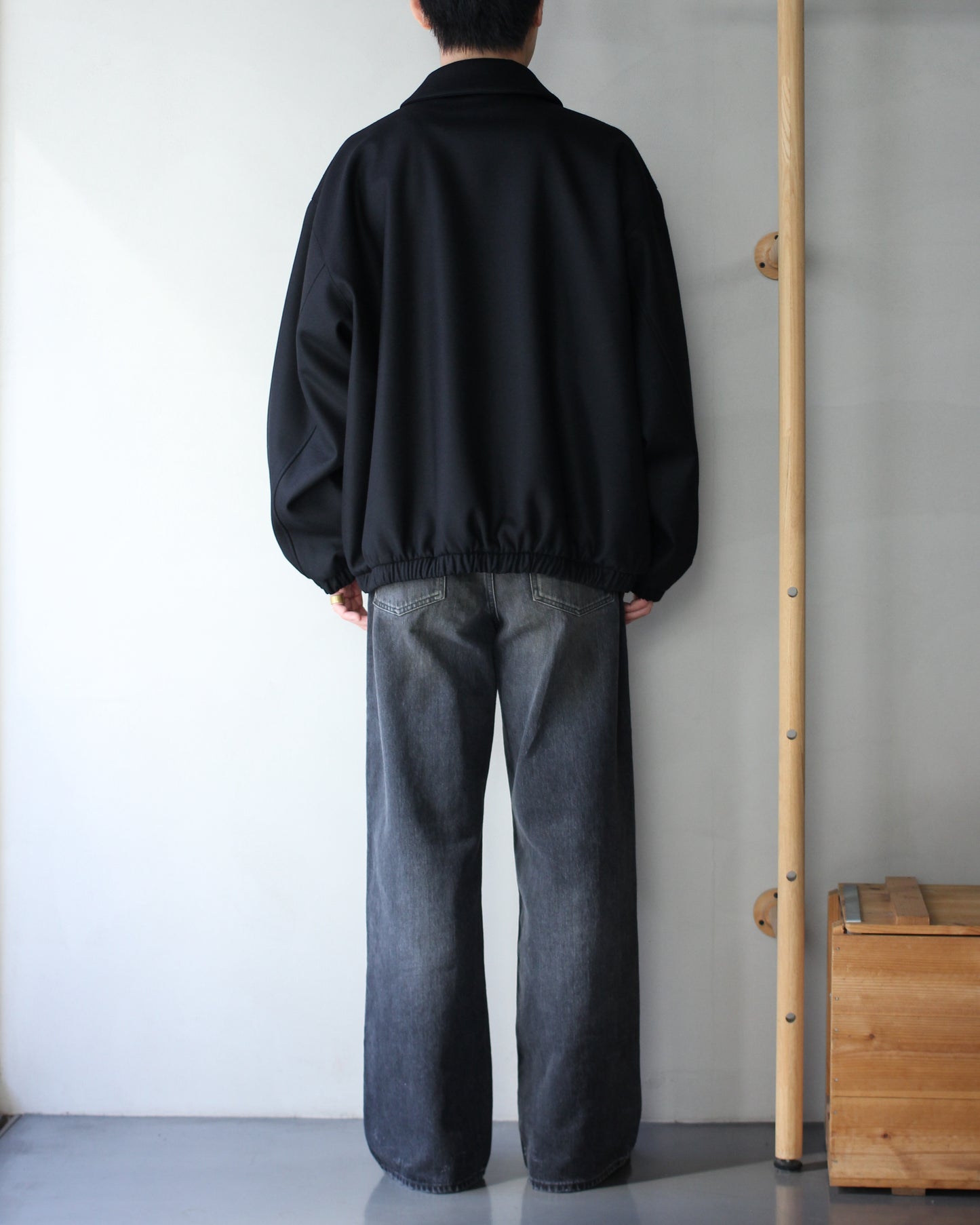 ssstein/MELTON OVERSIZED ZIP JACKET "BLACK"
