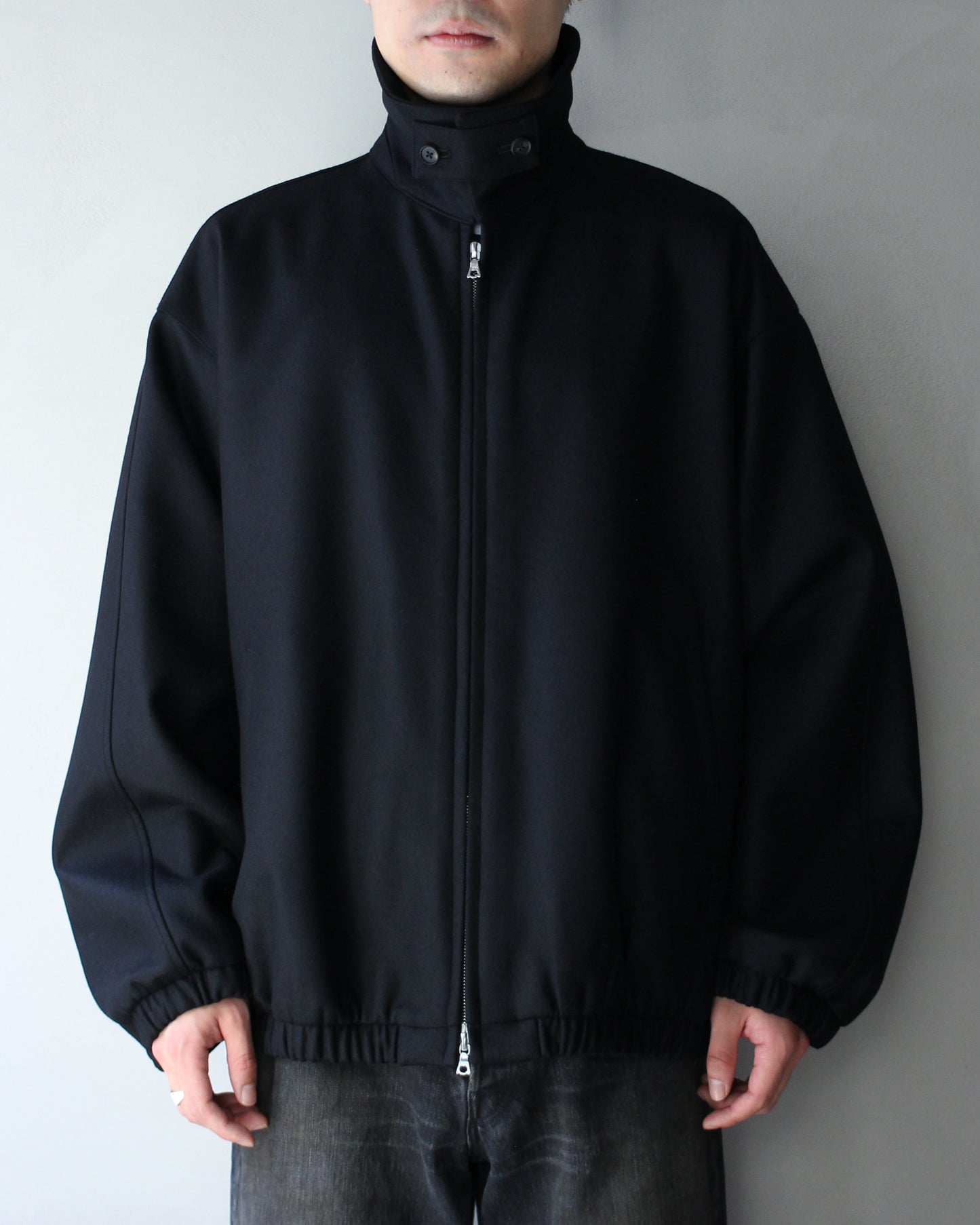 ssstein/MELTON OVERSIZED ZIP JACKET "BLACK"
