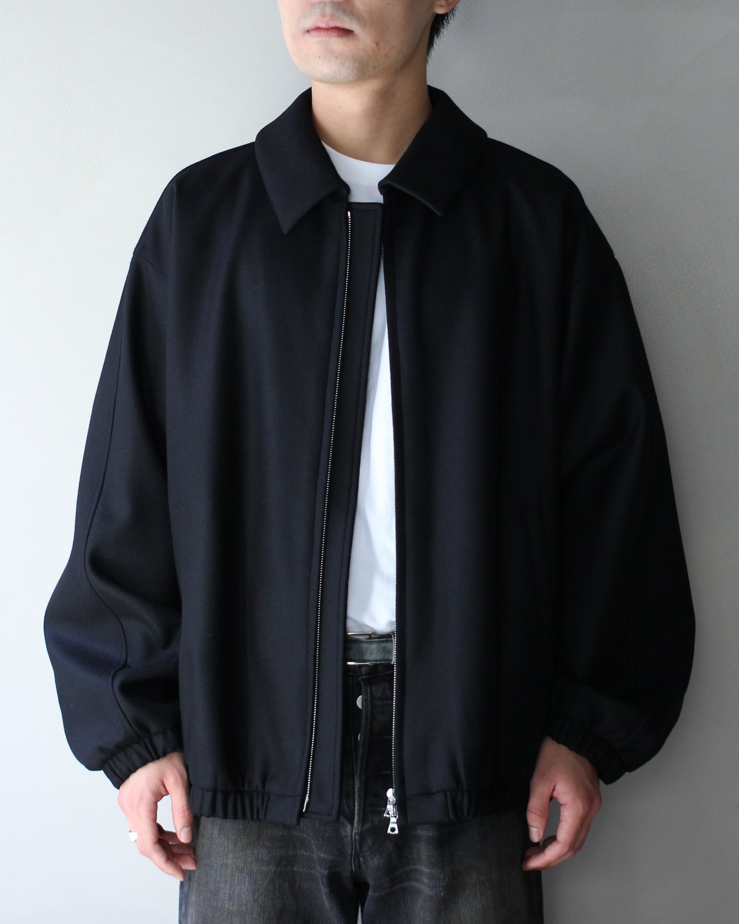 ssstein/MELTON OVERSIZED ZIP JACKET "BLACK"