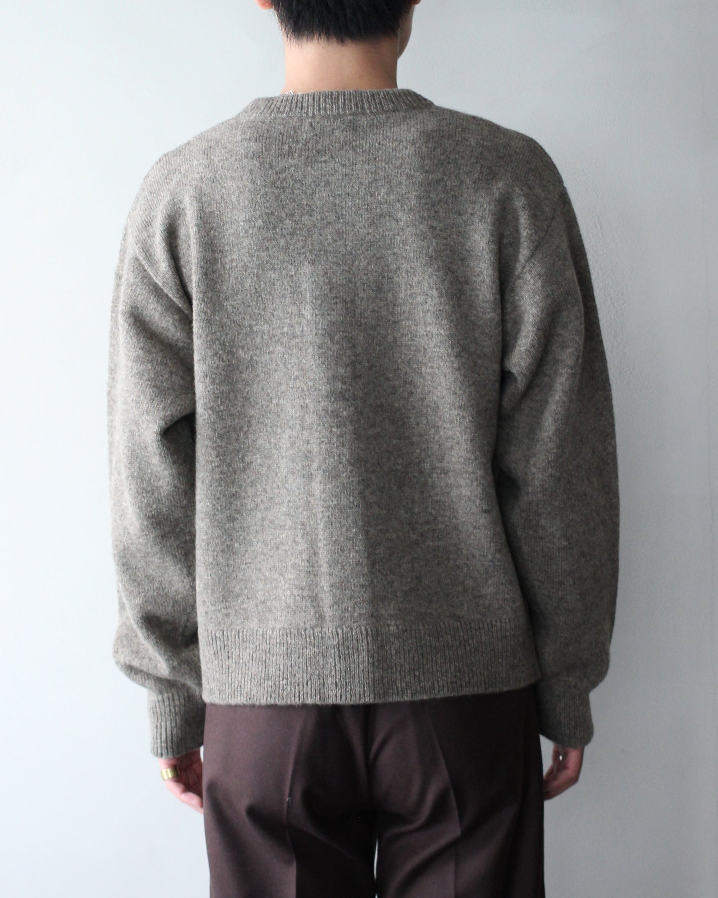 MATSUFUJI/Wool Cardigan Caribou Knit "BEIGE × BROWN"