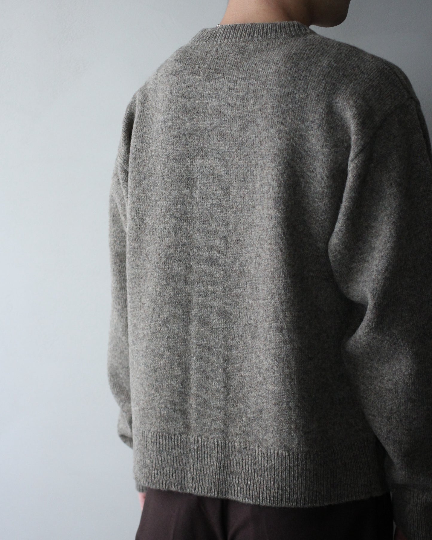 MATSUFUJI/Wool Cardigan Caribou Knit "BEIGE × BROWN"