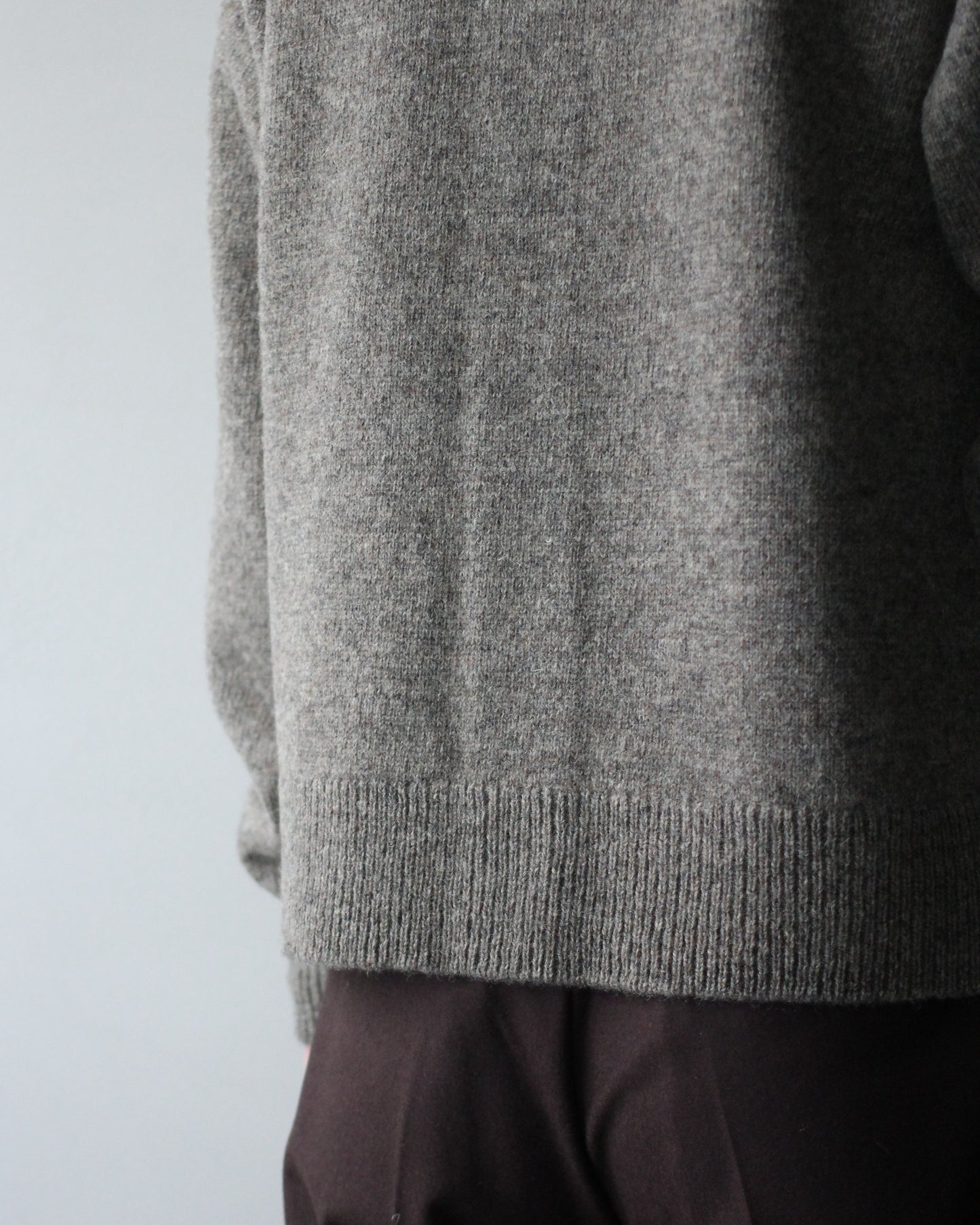MATSUFUJI/Wool Cardigan Caribou Knit "BEIGE × BROWN"