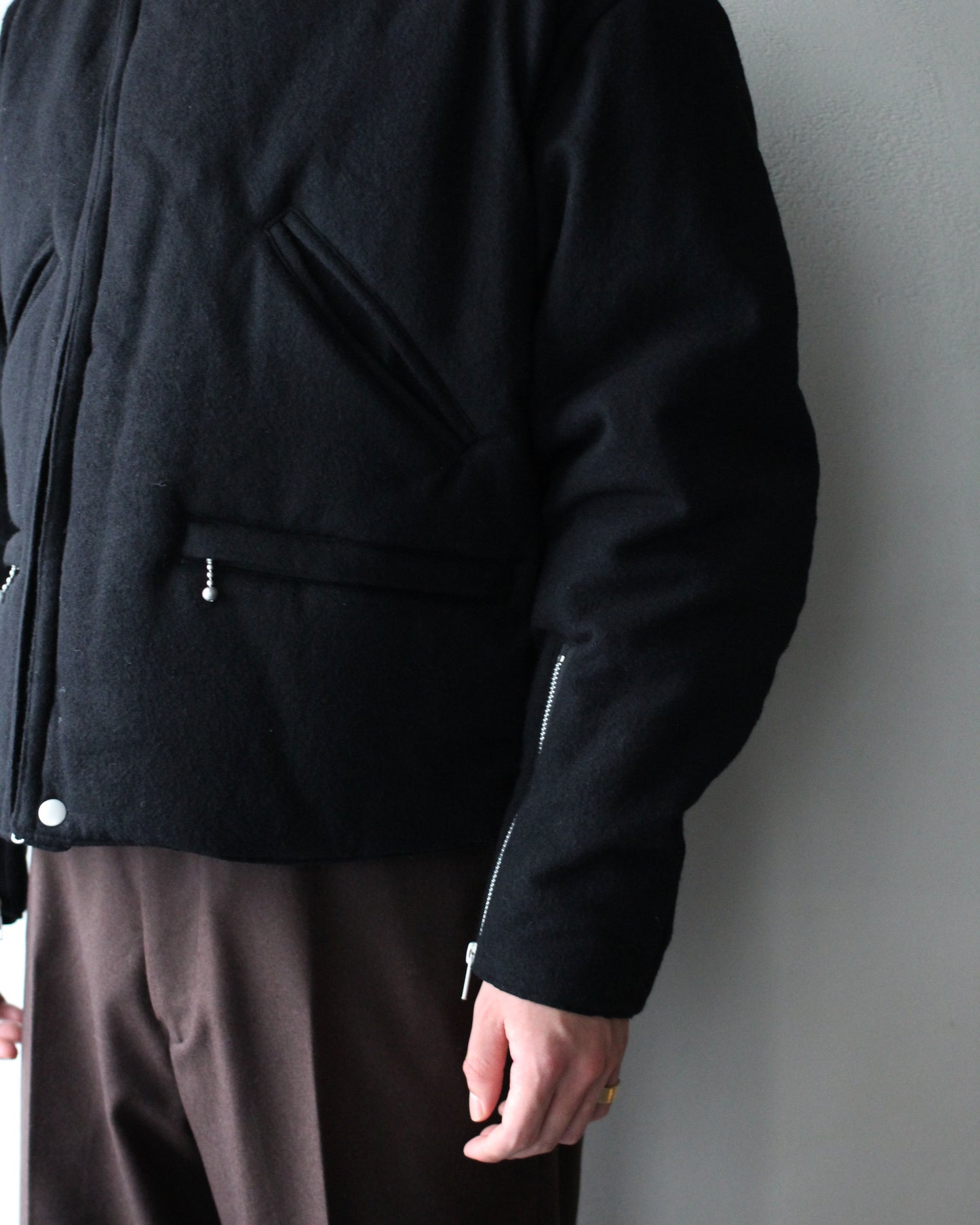 MATSUFUJI/Milling Wool Padding Jacket "BLACK"