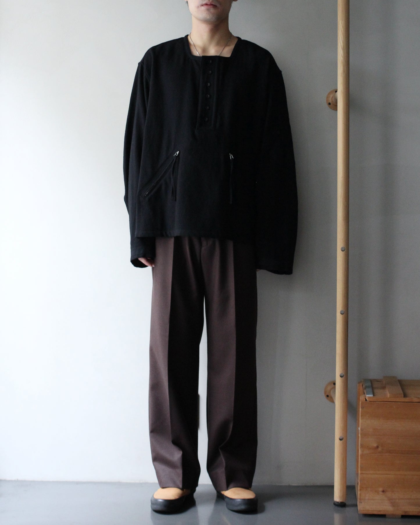 MATSUFUJI/Milling Wool Pullover Jacket "BLACK"