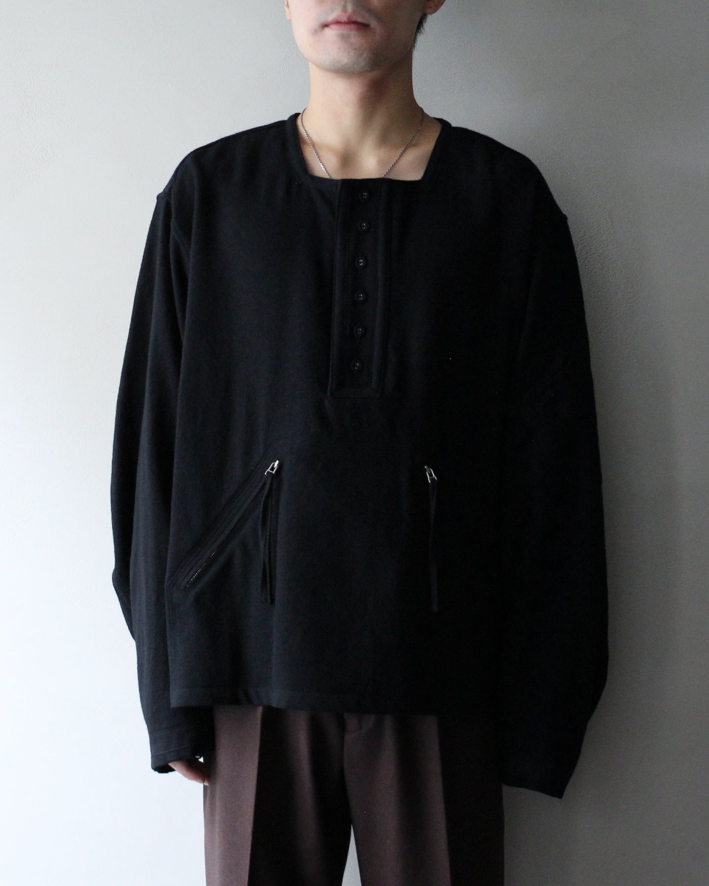 MATSUFUJI/Milling Wool Pullover Jacket "BLACK"