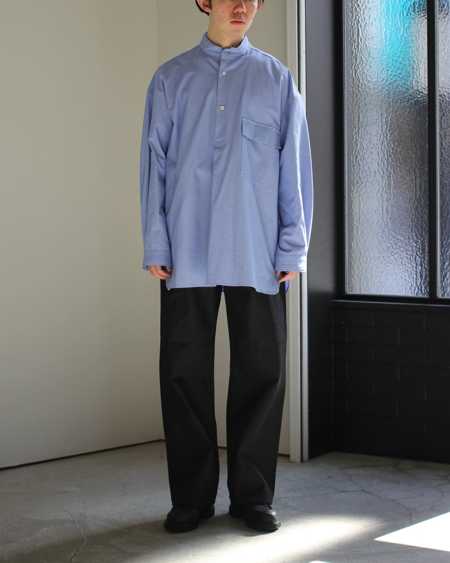 meanswhile/Uniform Poplin Officer's SH "BLUE"
