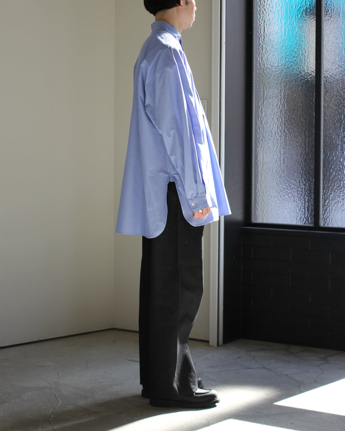 meanswhile/Uniform Poplin Officer's SH "BLUE"